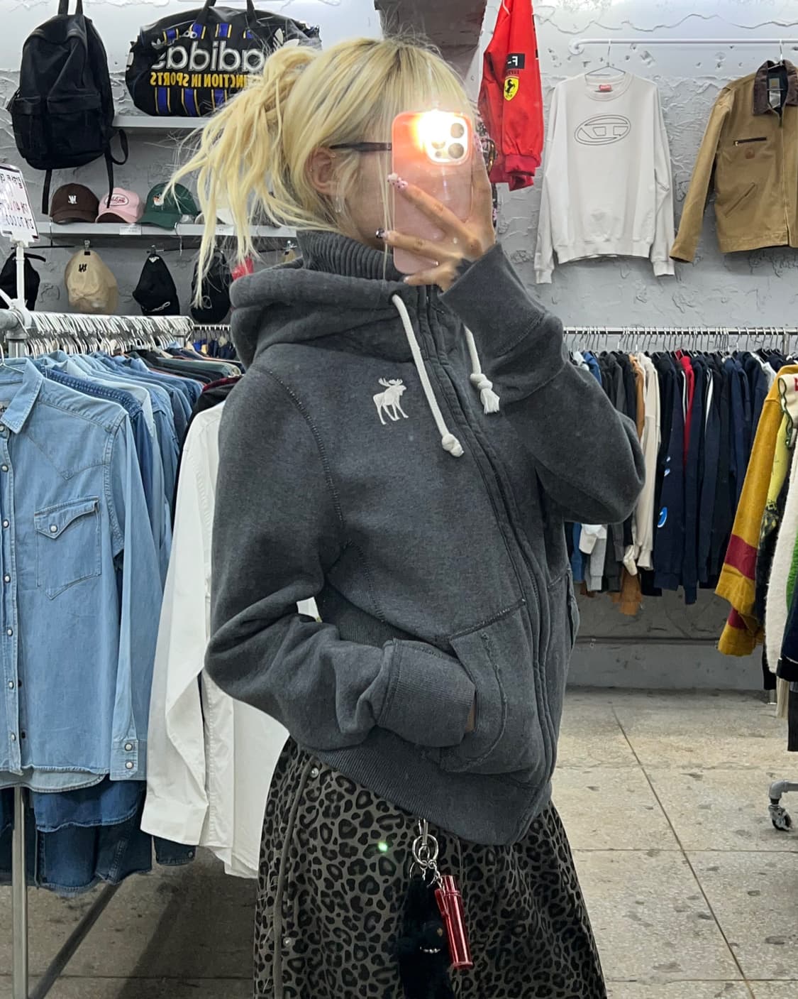 착샷O 아베크롬비 머슬핏 그레이 후드집업 상품이미지5