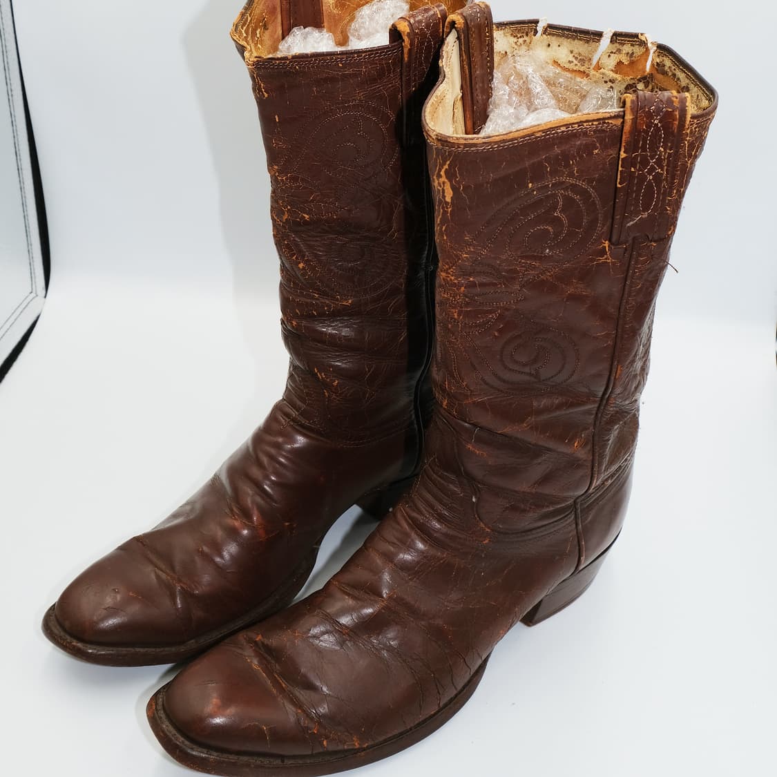 빈티지 토니 라마 웨스턴 레더 부츠 10.5B (270-275) BT 상품이미지5