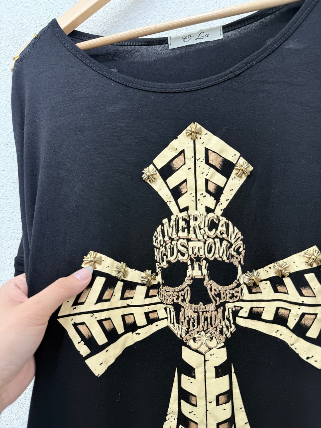 빈티지 블랙 펑크 디테일 반팔티 상품이미지4