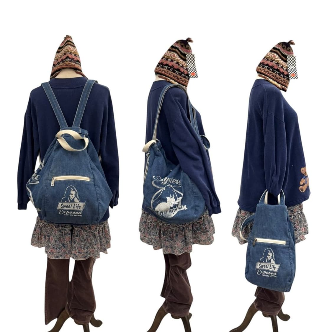 히스테릭글래머 3웨이 데님 숄더백 백팩 상품이미지10