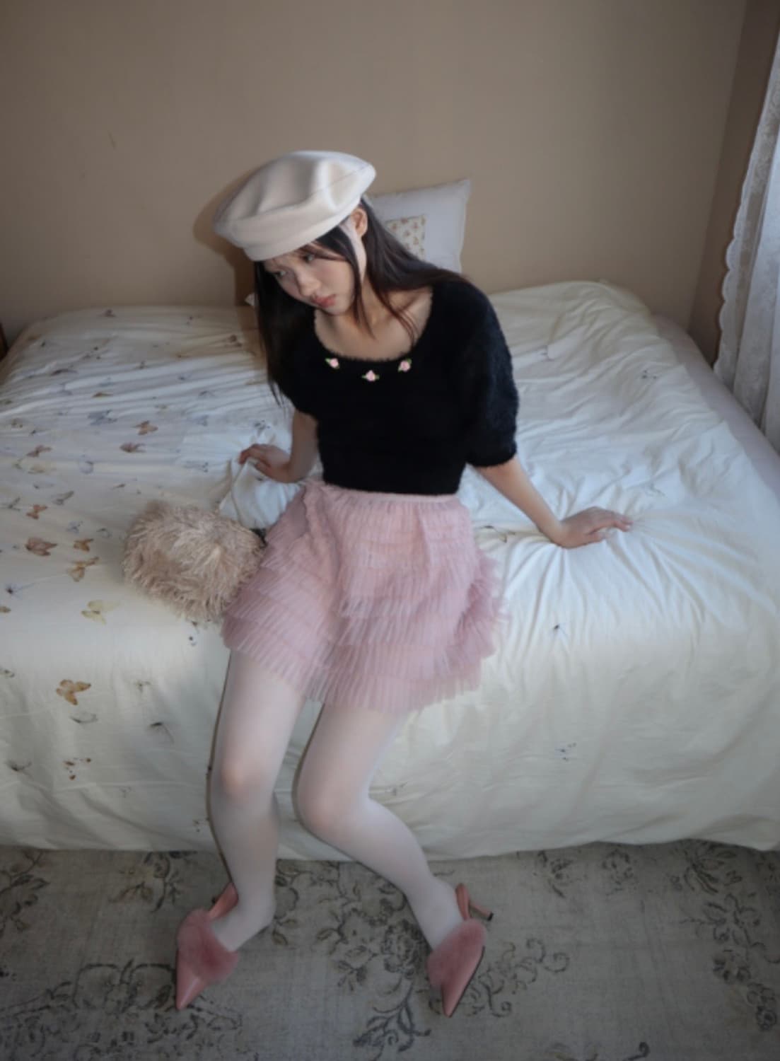 클라따 pink bell shoes 핑크(분홍) 퍼 구두 슈즈 상품이미지4