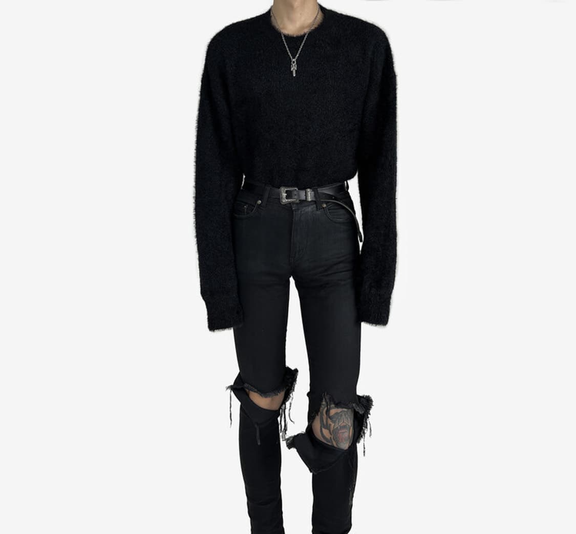 남자 루즈핏 퍼 니트 Fur mohair knit 상품이미지3