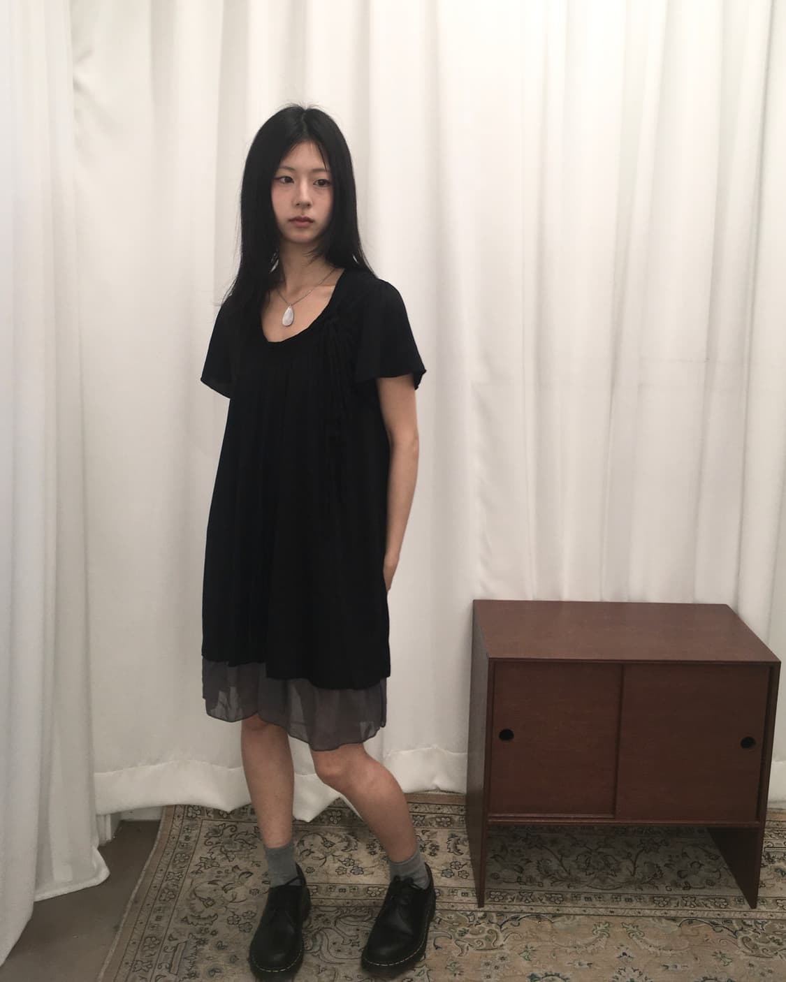 블랙 레이어드 원피스 상품이미지1