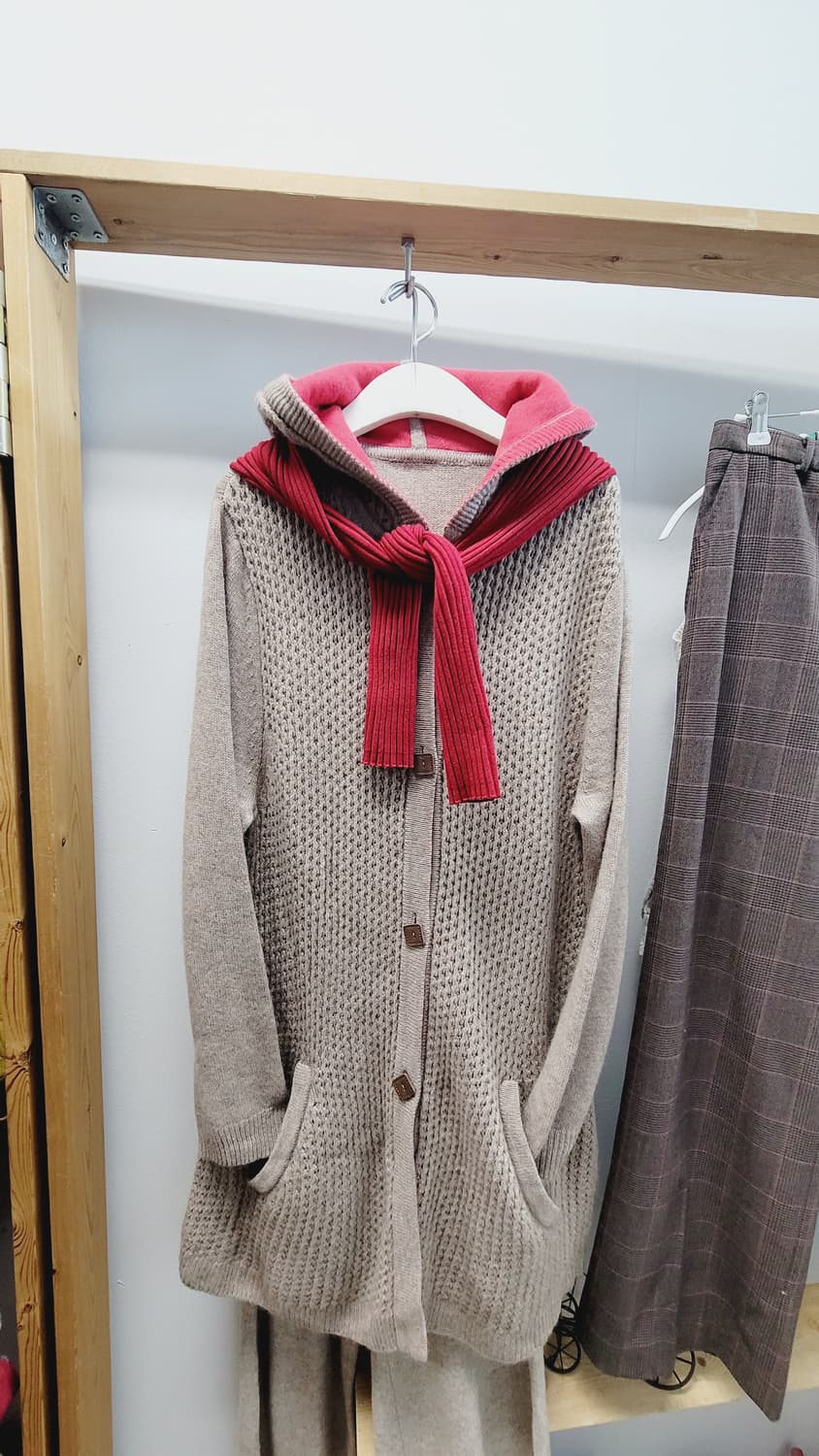 celeb 캐시미어 후드 롱 아우터. 막스마라 체크울팬츠 상품이미지3