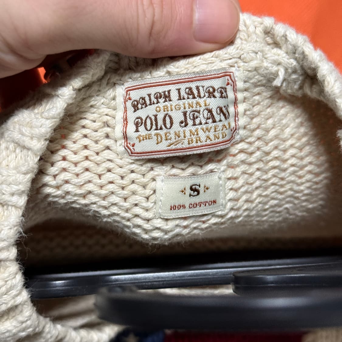 폴로 랄프로렌 성조기 빅 패치 딱붙핏 크롭 니트 오트밀 상품이미지5
