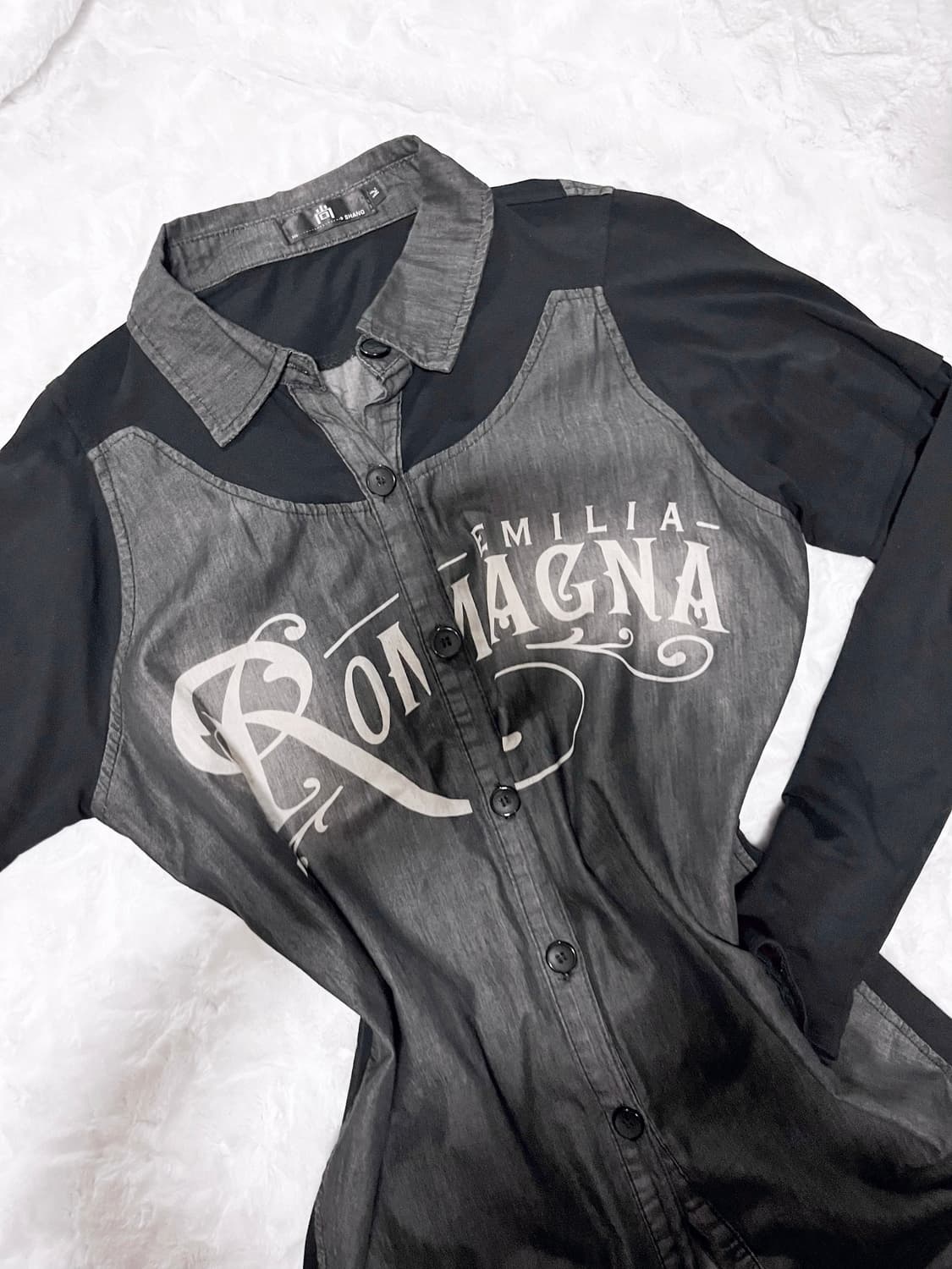 빈티지 블랙 차콜 카라 티셔츠 상품이미지2