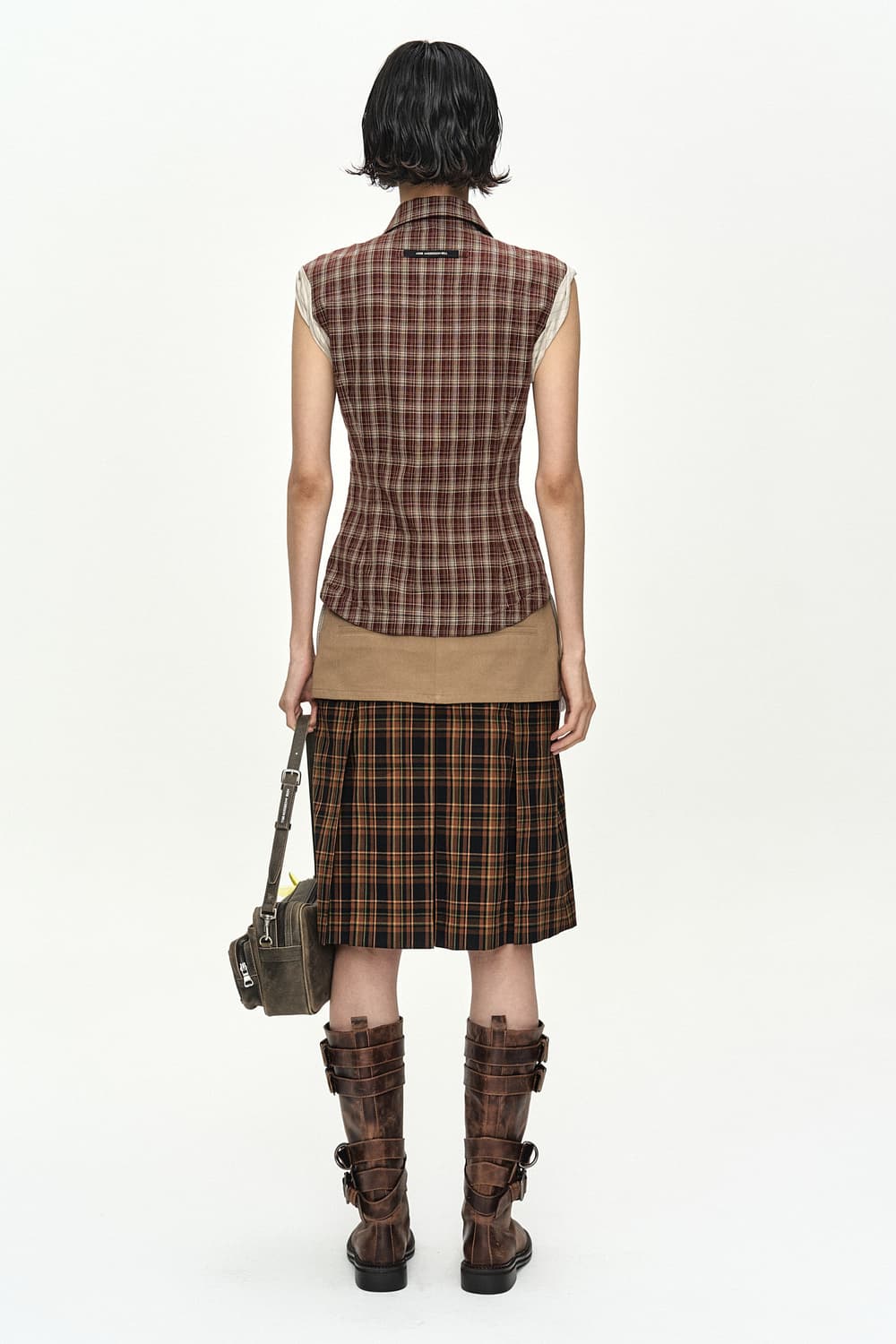 CHECK SLEEVELESS SHIRT atb1569w(BROWN) 상품이미지7