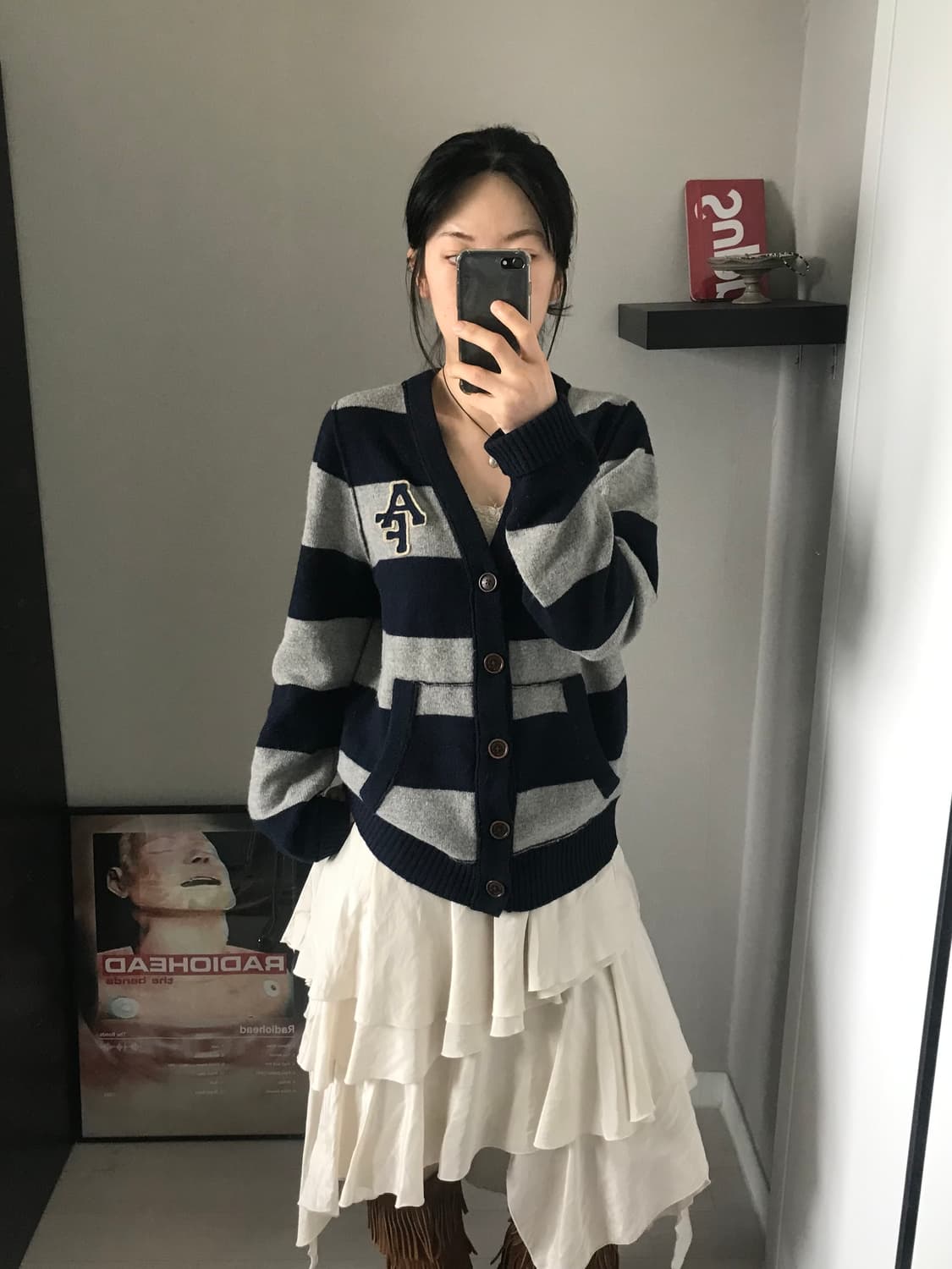 아베크롬비 자수 로고 스트라이프 울 니트 가디건 상품이미지2