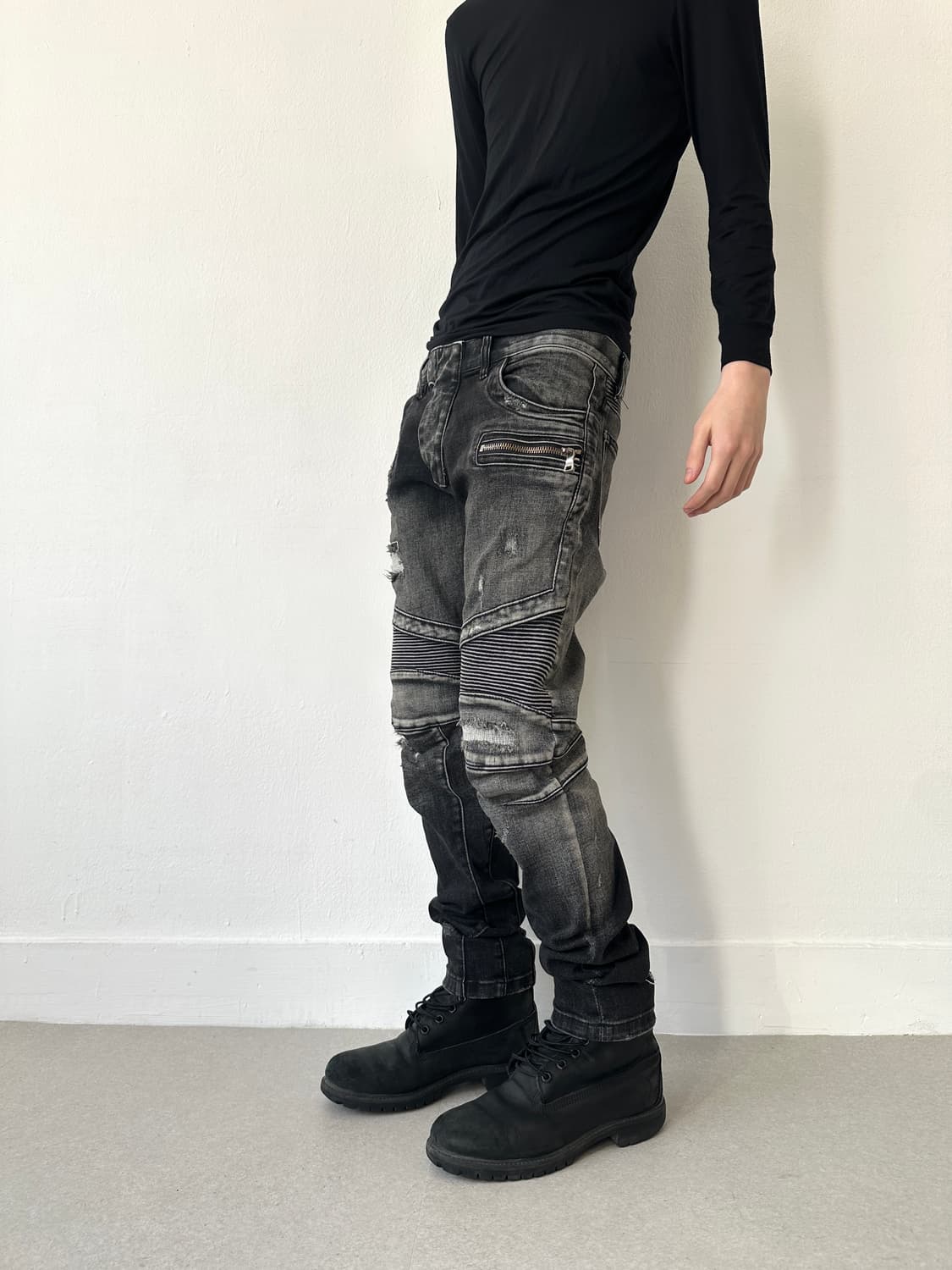 발망 디스트로이드 바이커 슬림진 상품이미지1