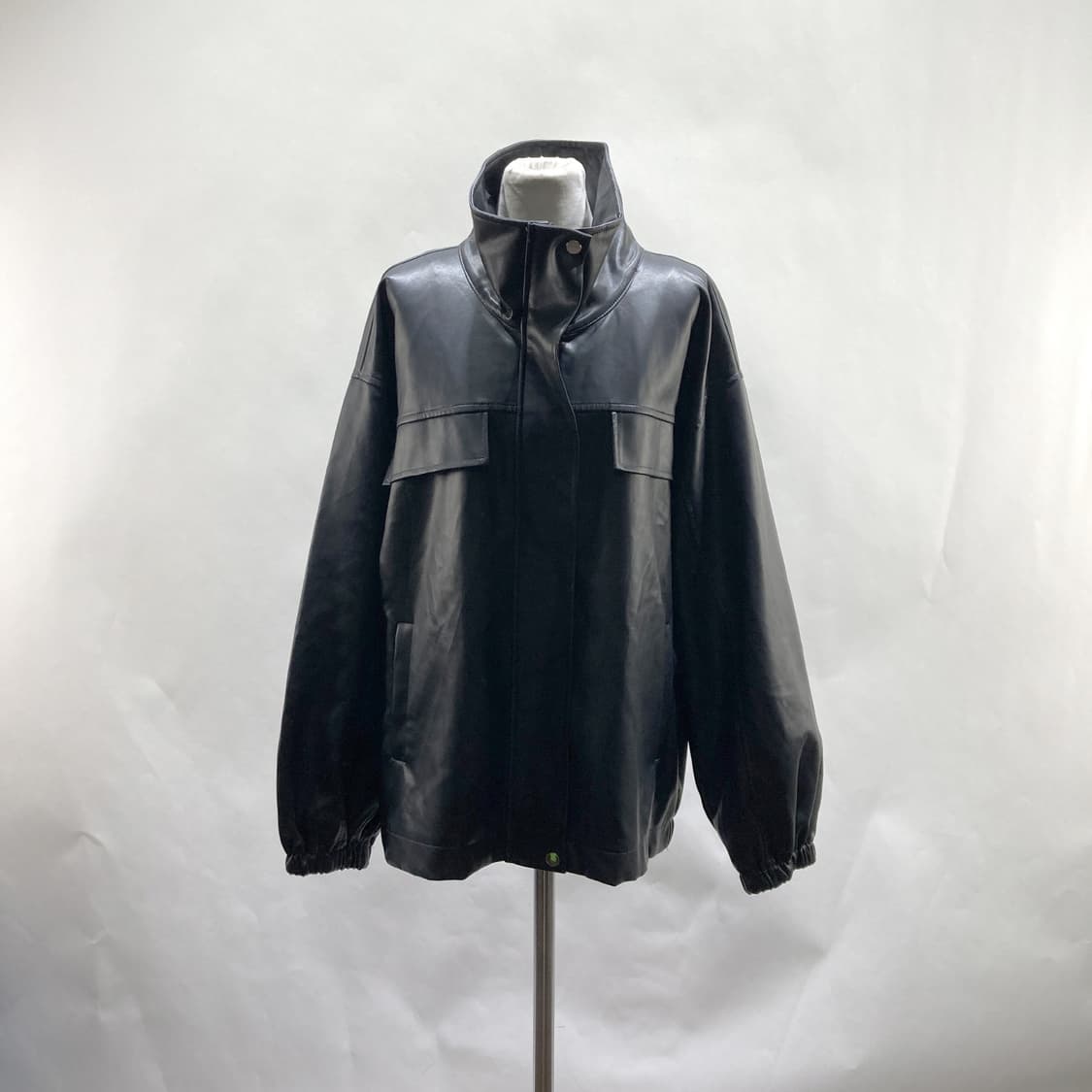 FRIFUL 여성 오버핏 레더자켓 블랙 XL  상품이미지1