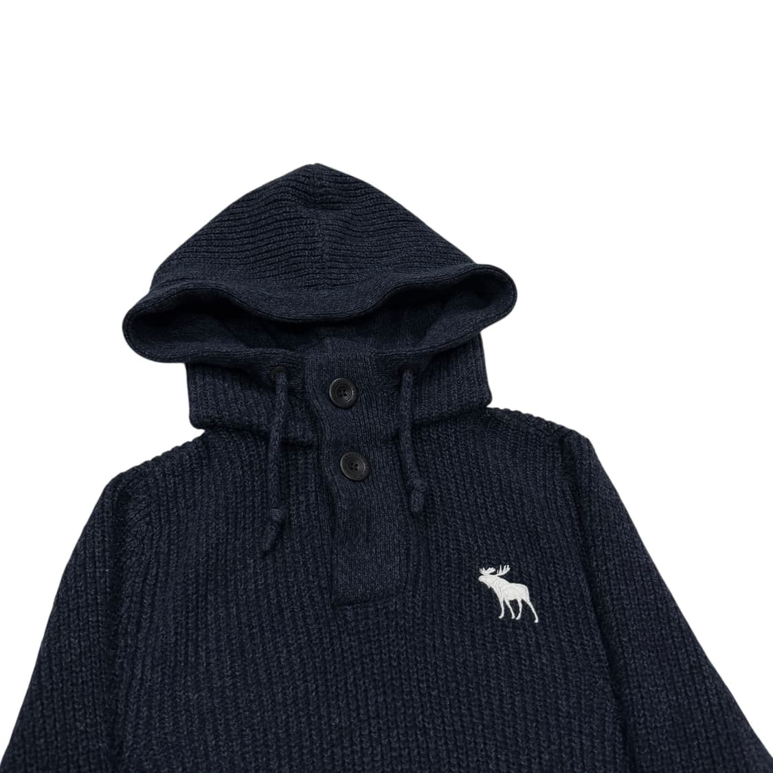 아베크롬비 빈티지 Y2K 버튼 니트 후드티 네이비 그레이 L 상품이미지2