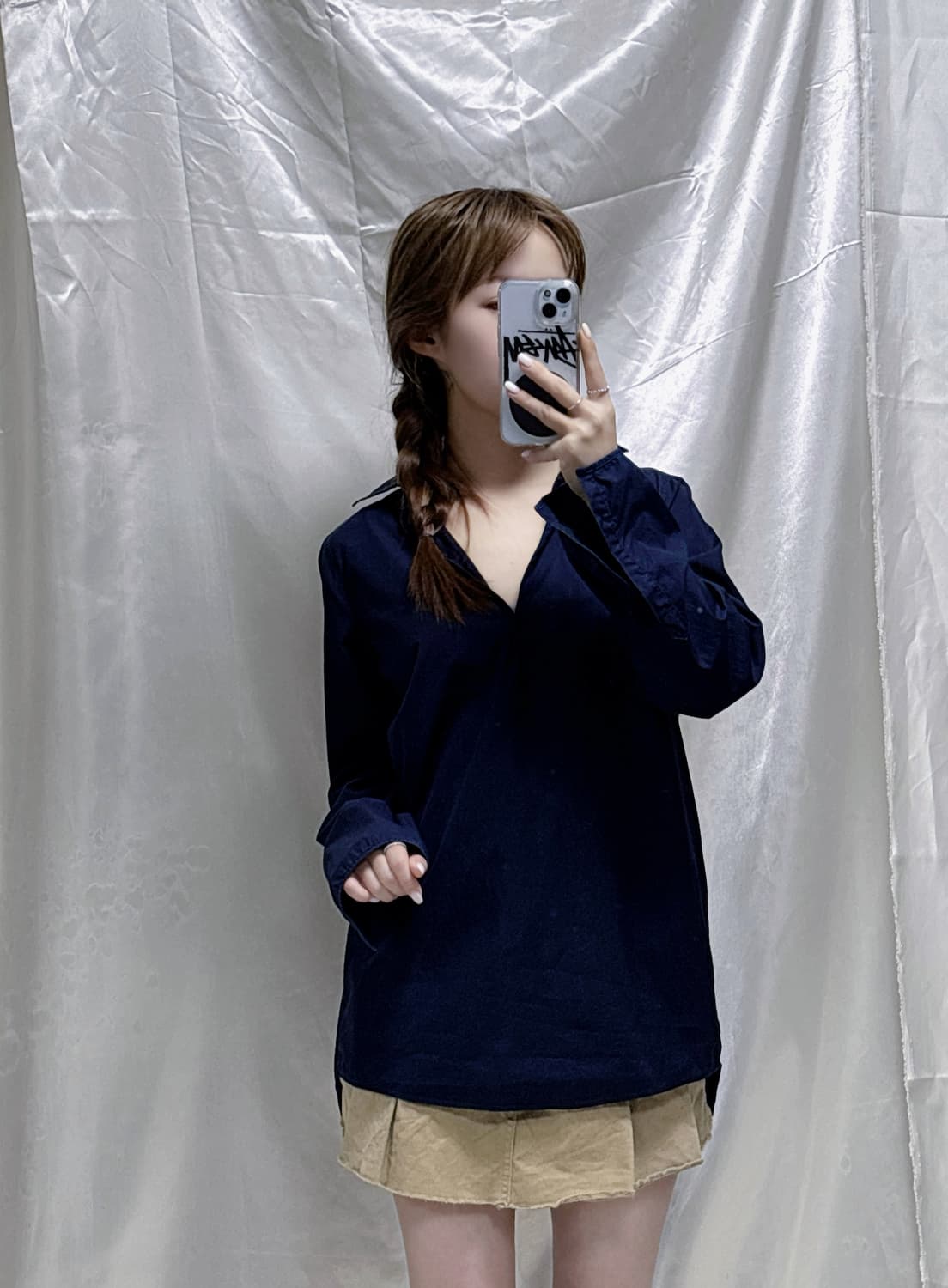 아크네스튜디오 네이비 오픈카라 셔츠  상품이미지1