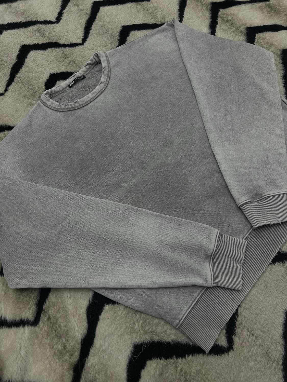 [한국2XL]ZARA 워시드 그런지 맨투맨/옅은그레이 상품이미지1