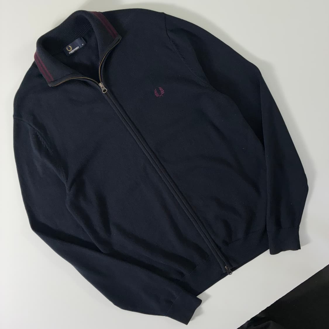 Fred perry  프레드페리 자수 해링턴 니트 집업 상품이미지2