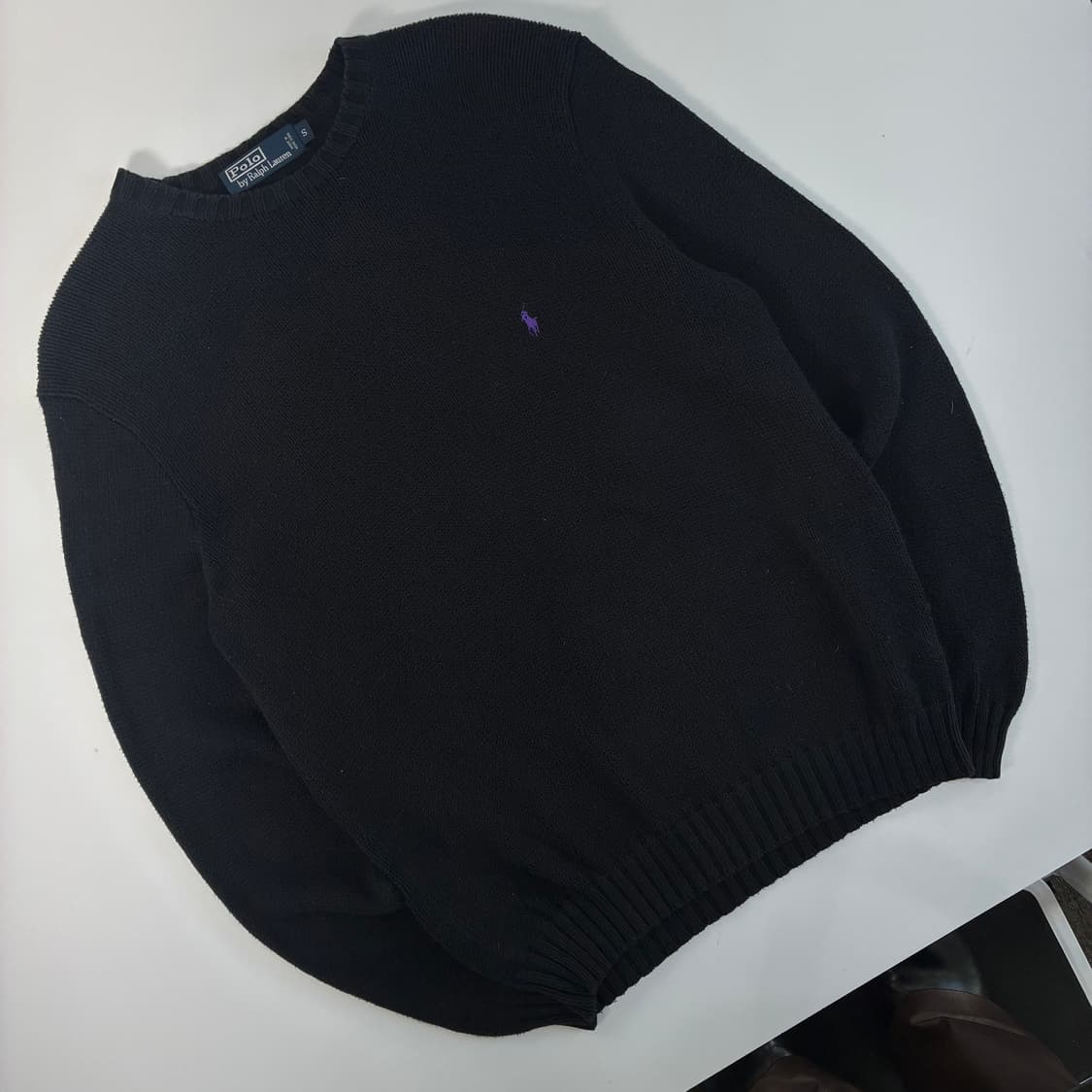 Polo  폴로 랄프로렌 자수 코튼 블랙 라운드 니트  상품이미지2
