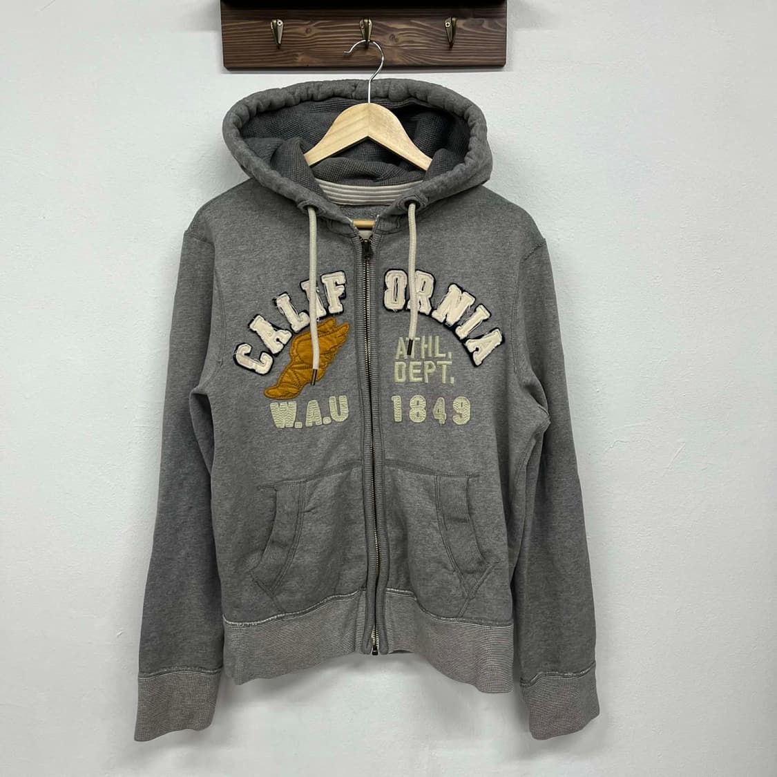후아유 y2k 그레이 올드스쿨 스웻 후드집업 져지(L) 상품이미지4