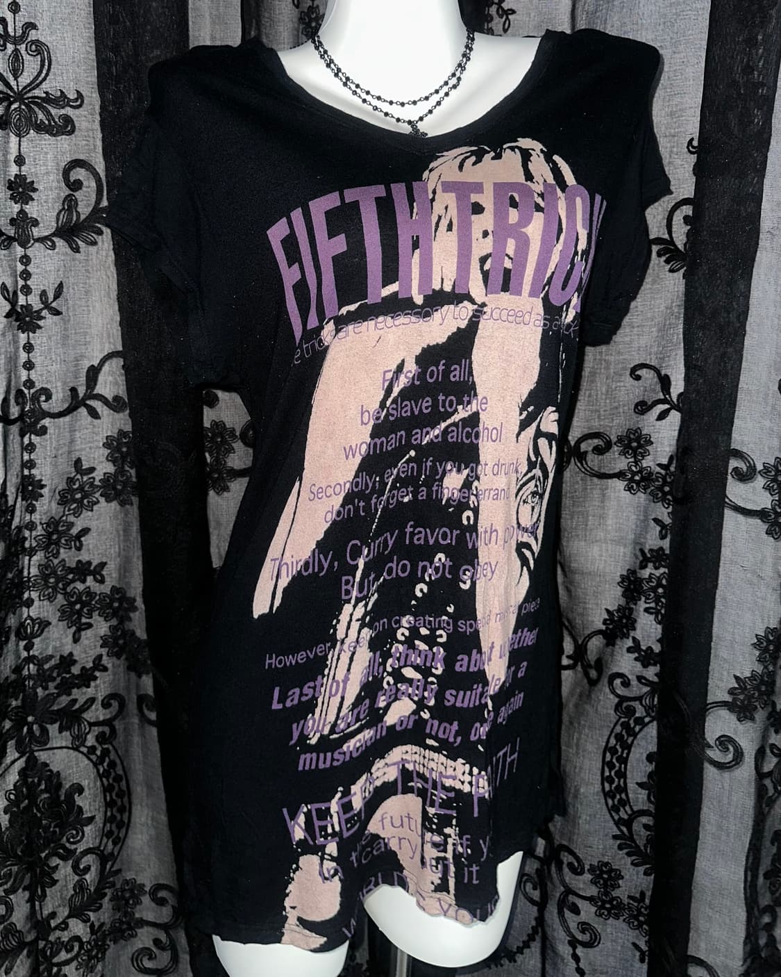black graphic print long t-shirt 상품이미지2