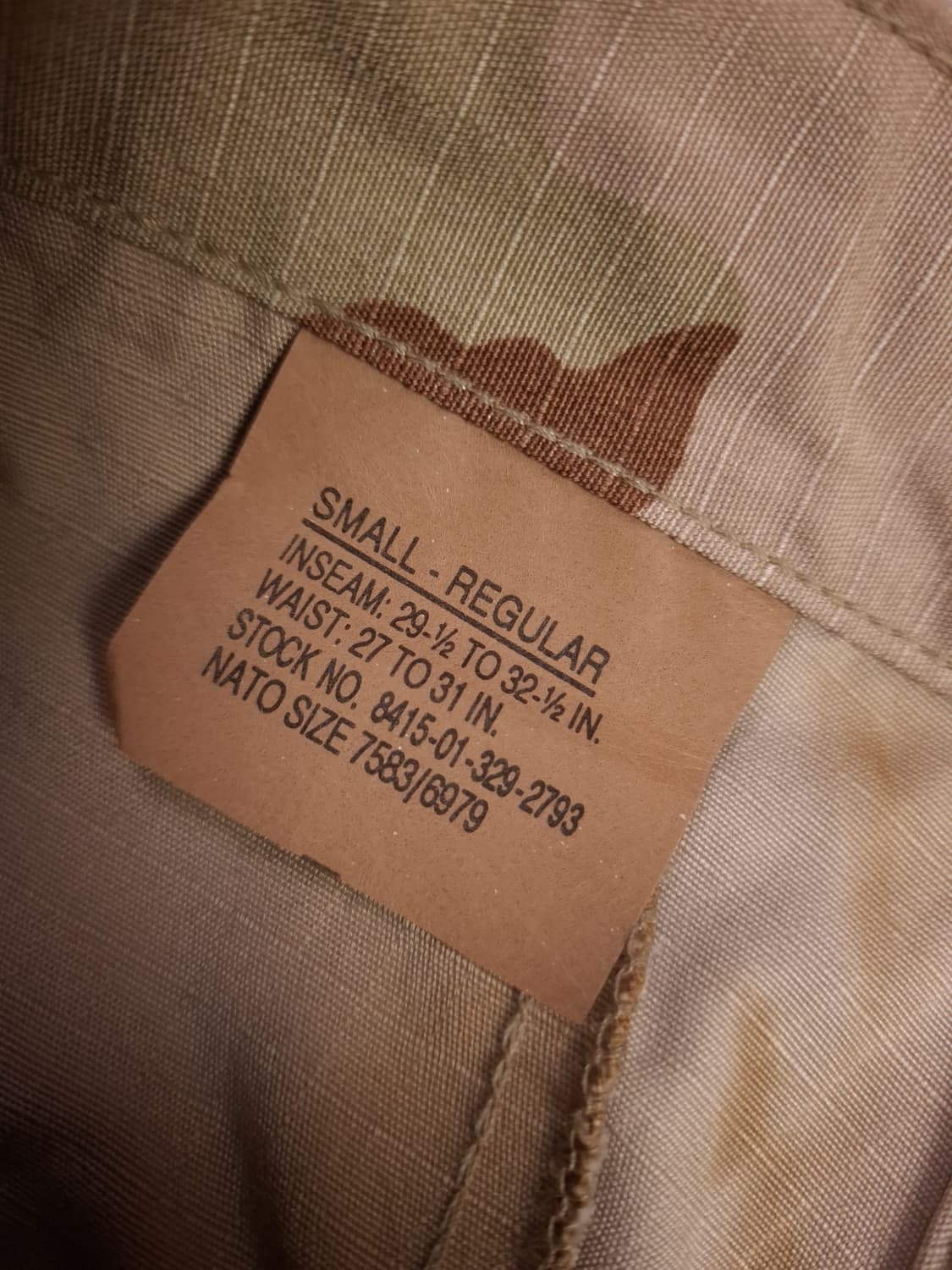 새제품 오리지날 미군 90's 걸프전 사막삼색 립스탑 BDU 팬츠 3종 상품이미지4