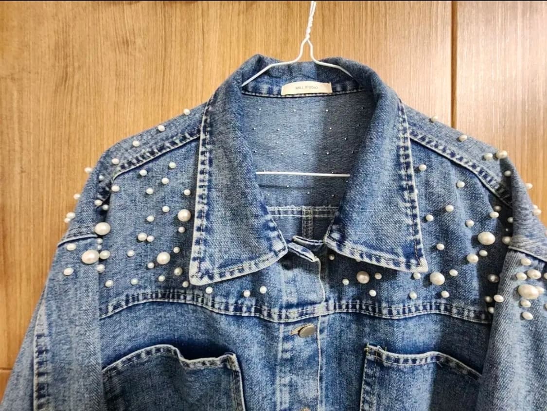 (F)여성 밀스튜디오 진주 데님 자켓 상품이미지2
