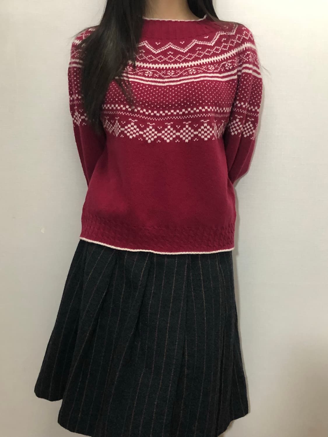 빈티지 레드 노르딕 니트 상품이미지1