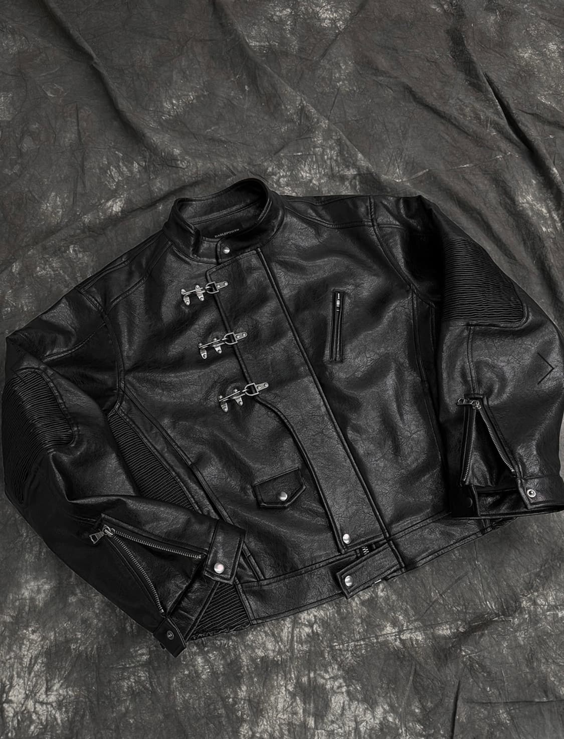 [b.access] Pu Buckle Moto Jacket (Black) 상품이미지4