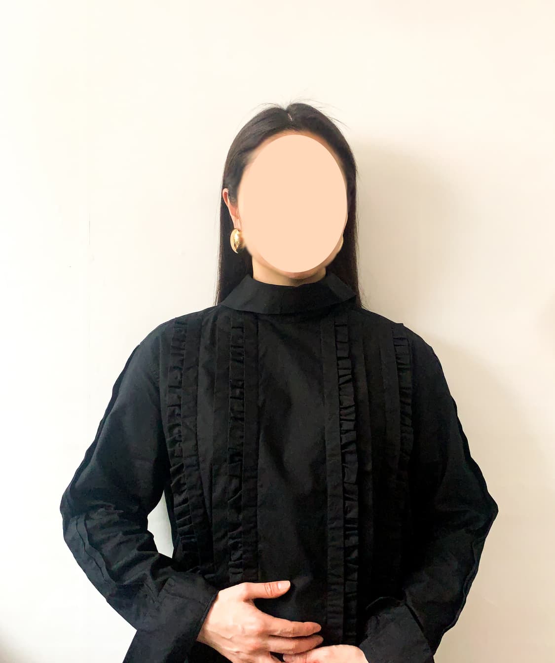 [EU36] 드리스 반 노튼 하이넥 프론트 러플 블라우스 상품이미지2