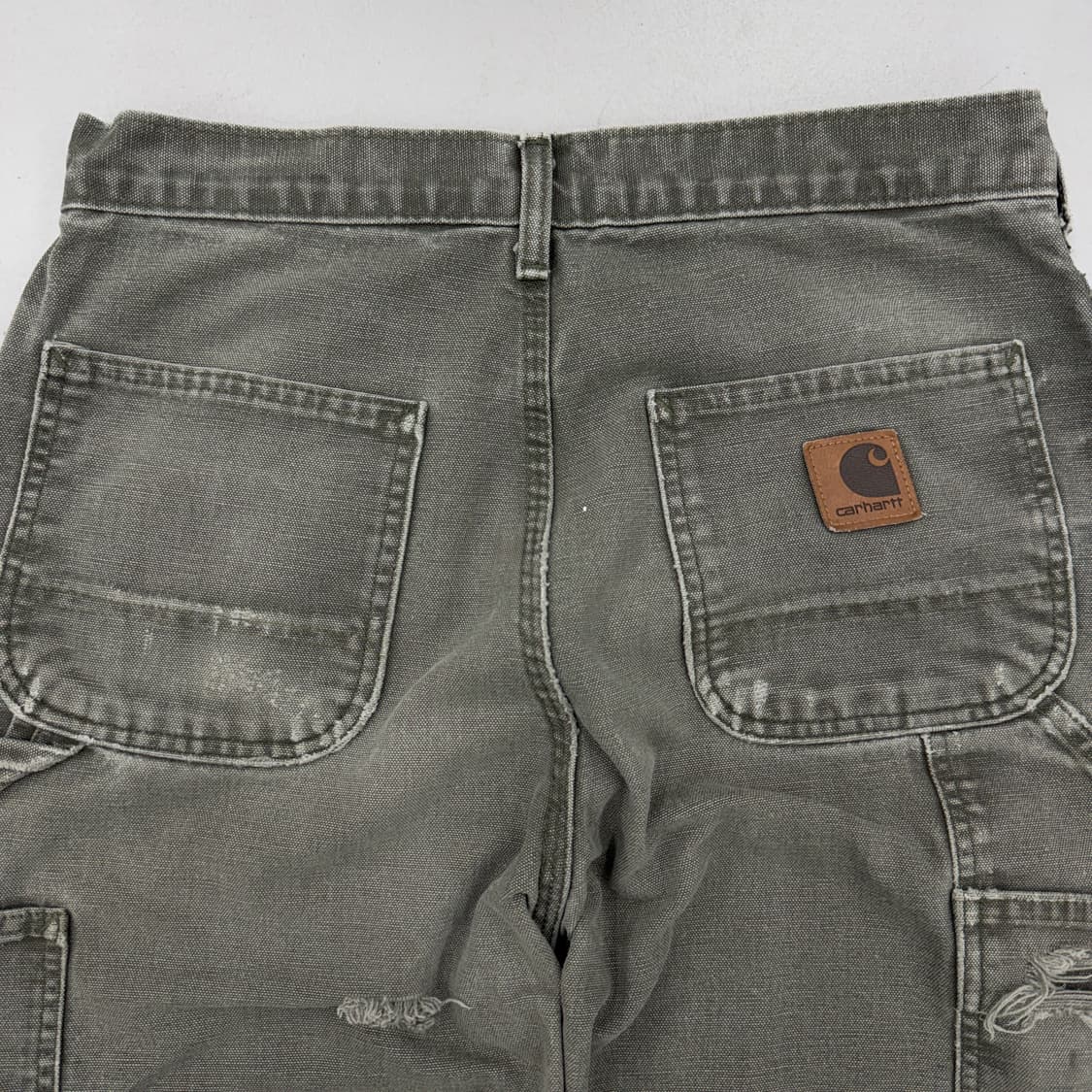 칼하트 OG 가죽패치 모스그린 카펜터 덕캔버스 페이딩 와이드 워크팬츠 상품이미지7