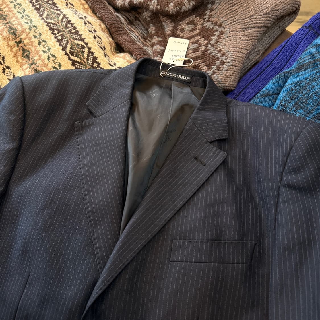 조르지오 아르마니 블랙 네이비 스트라이프 블레이저 자켓 52 이탈리아생산 상품이미지2