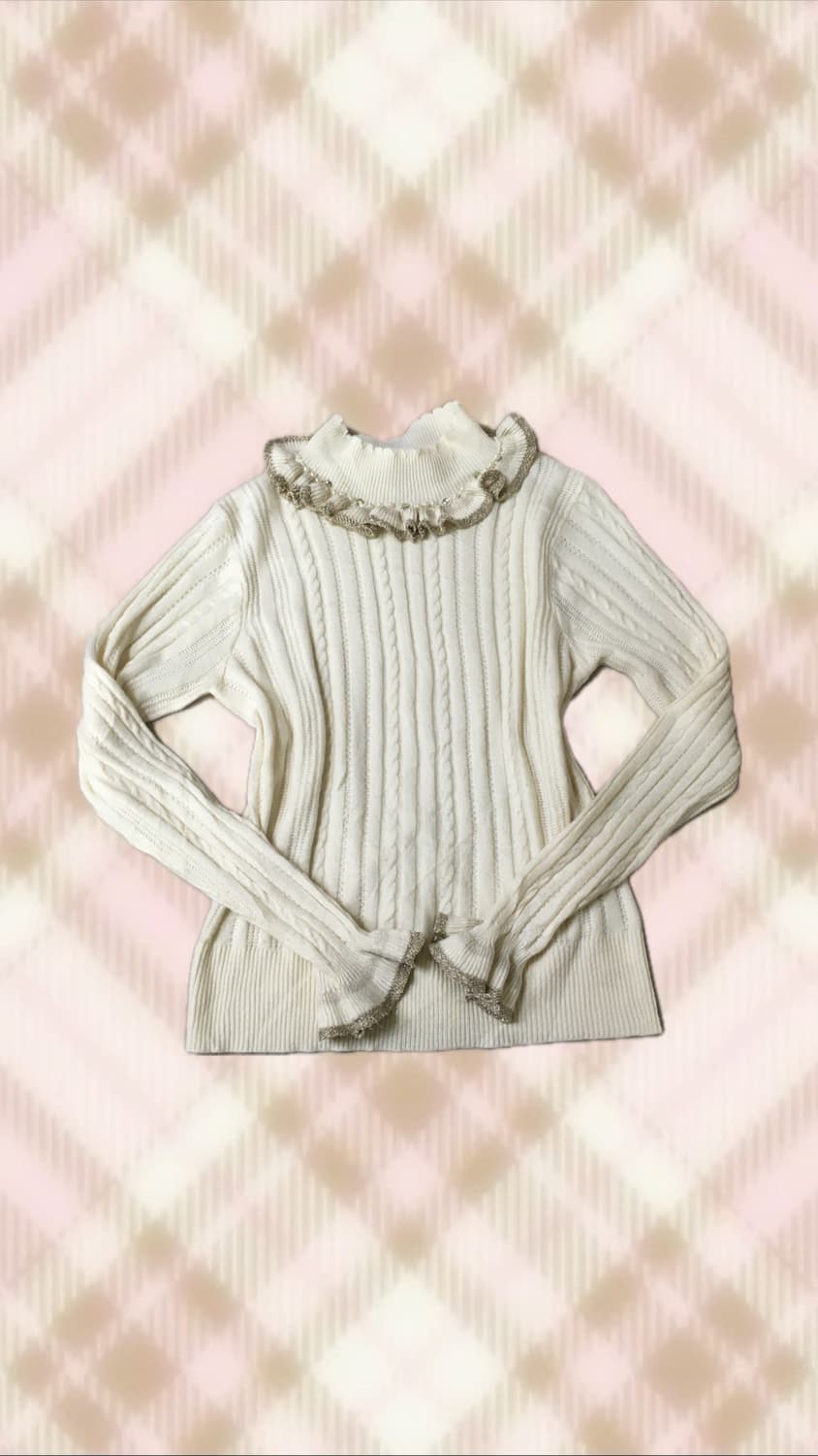 엑시즈팜 목폴라 꽈배기 니트 라떼 히메 갸루 러블리 로걀 모리 빈티지 상품이미지1