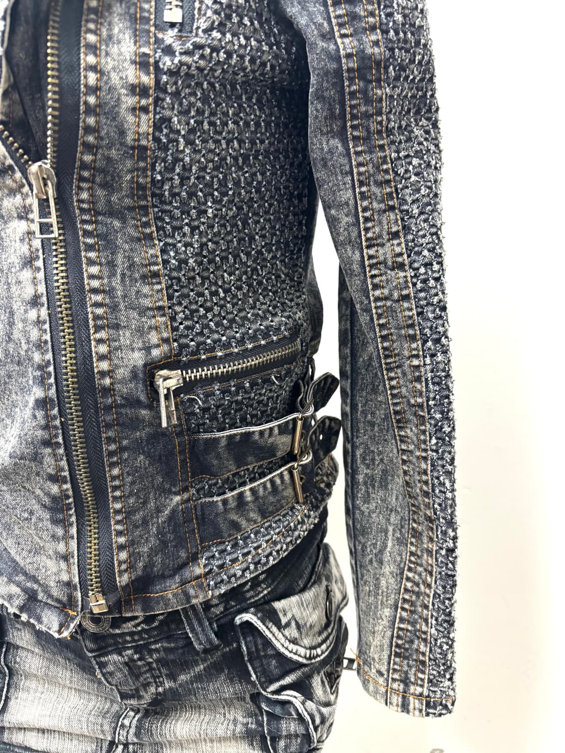 [Y2K] Rare Design Side Buckle Biker Jack 상품이미지6