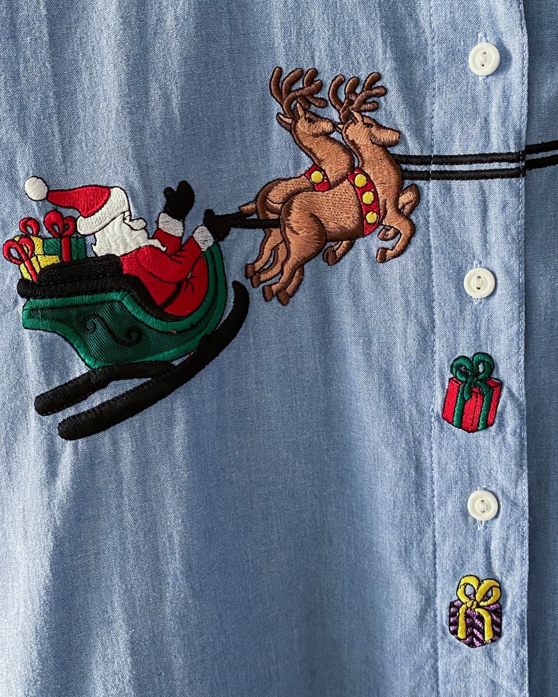 90s 빈티지 크리스마스 자수 셔츠 상품이미지6