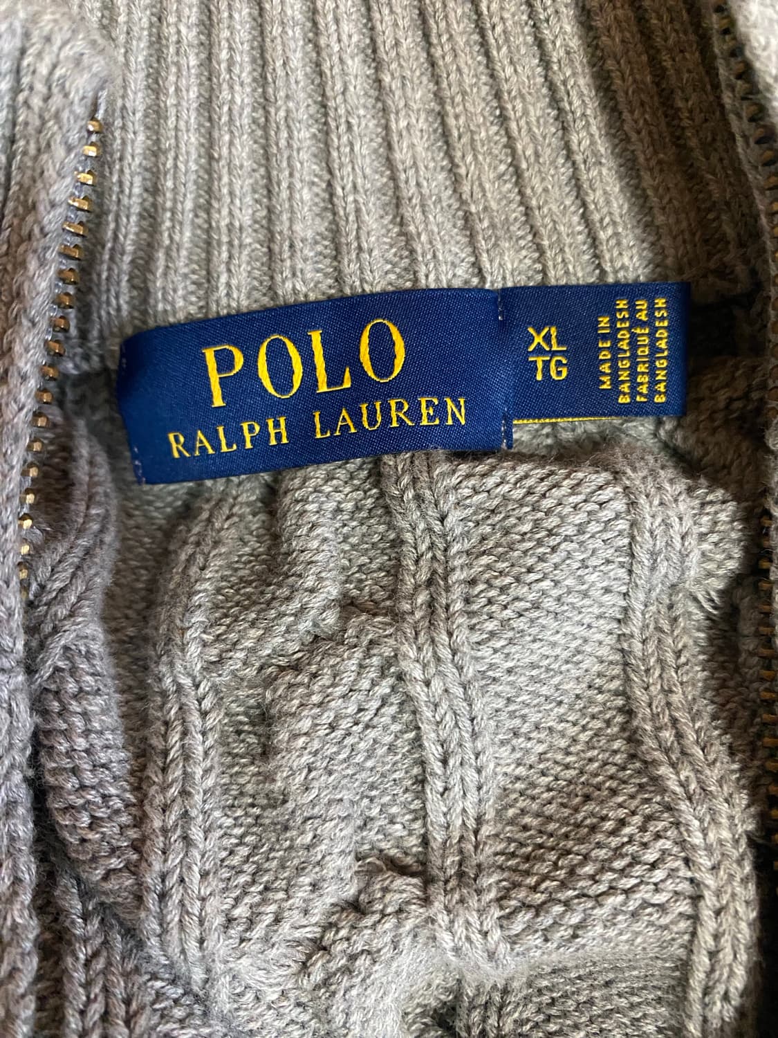 폴로 랄프로렌 신형 케이블 니트 반집업 그레이 XL 상품이미지3