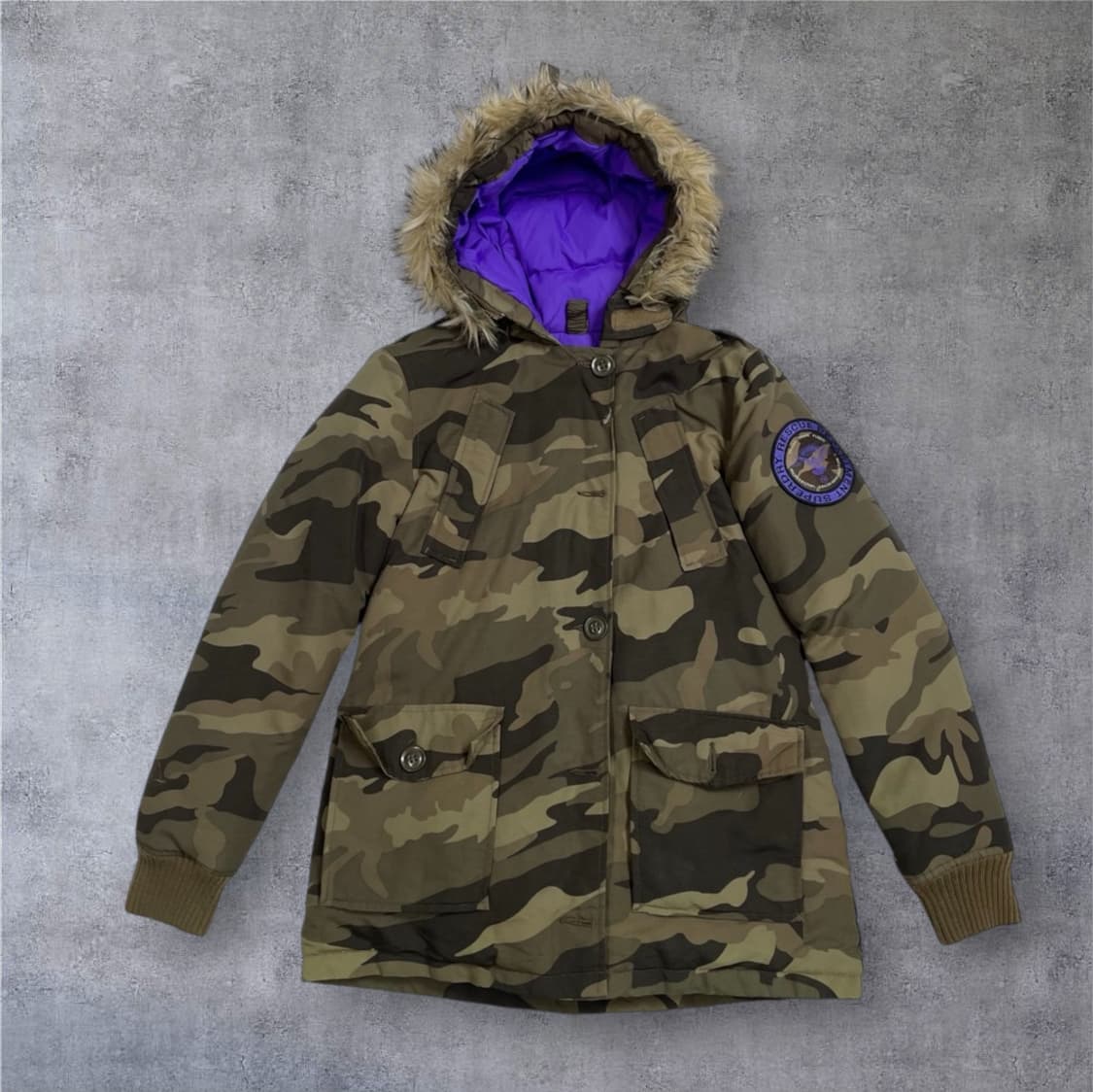 슈퍼드라이 Superdry 레스큐 아미 카모 퍼 후드 점퍼 M 상품이미지1