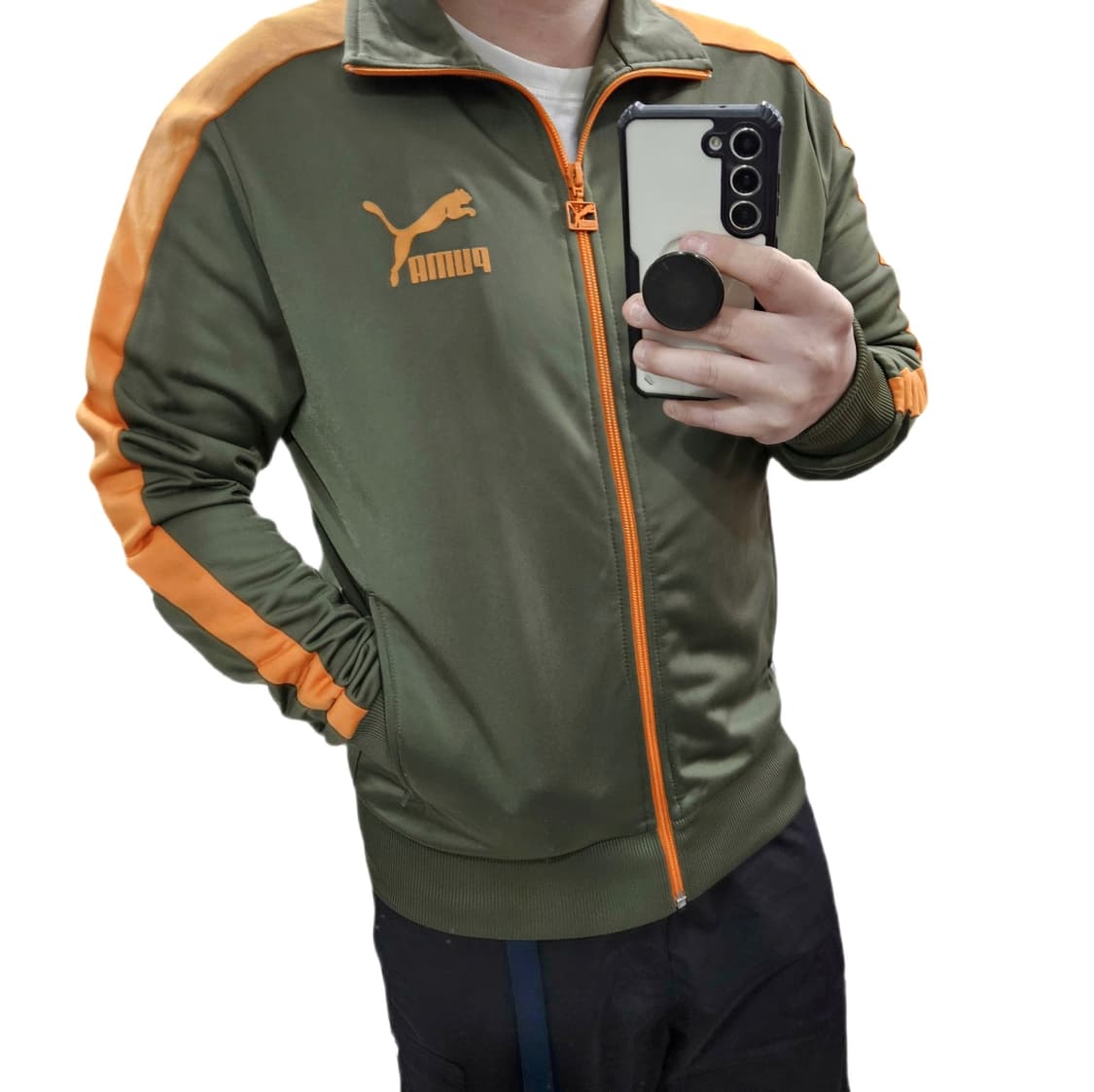 95 대장급 푸마 카키 오렌지 빈티지 져지 트랙탑 상품이미지2