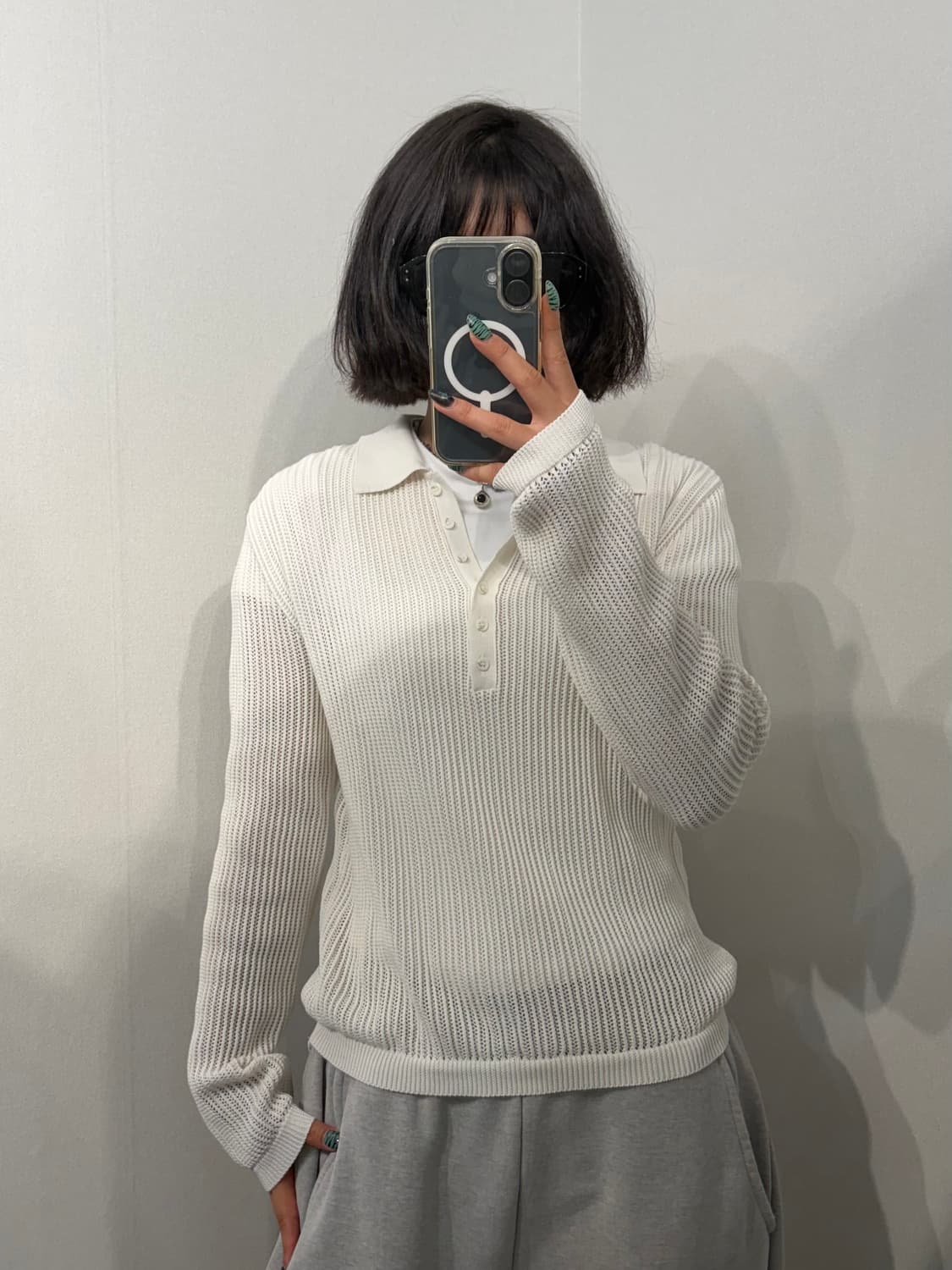 FREE 루에브르 오픈카라 니트웨어 아이보리 상품이미지1
