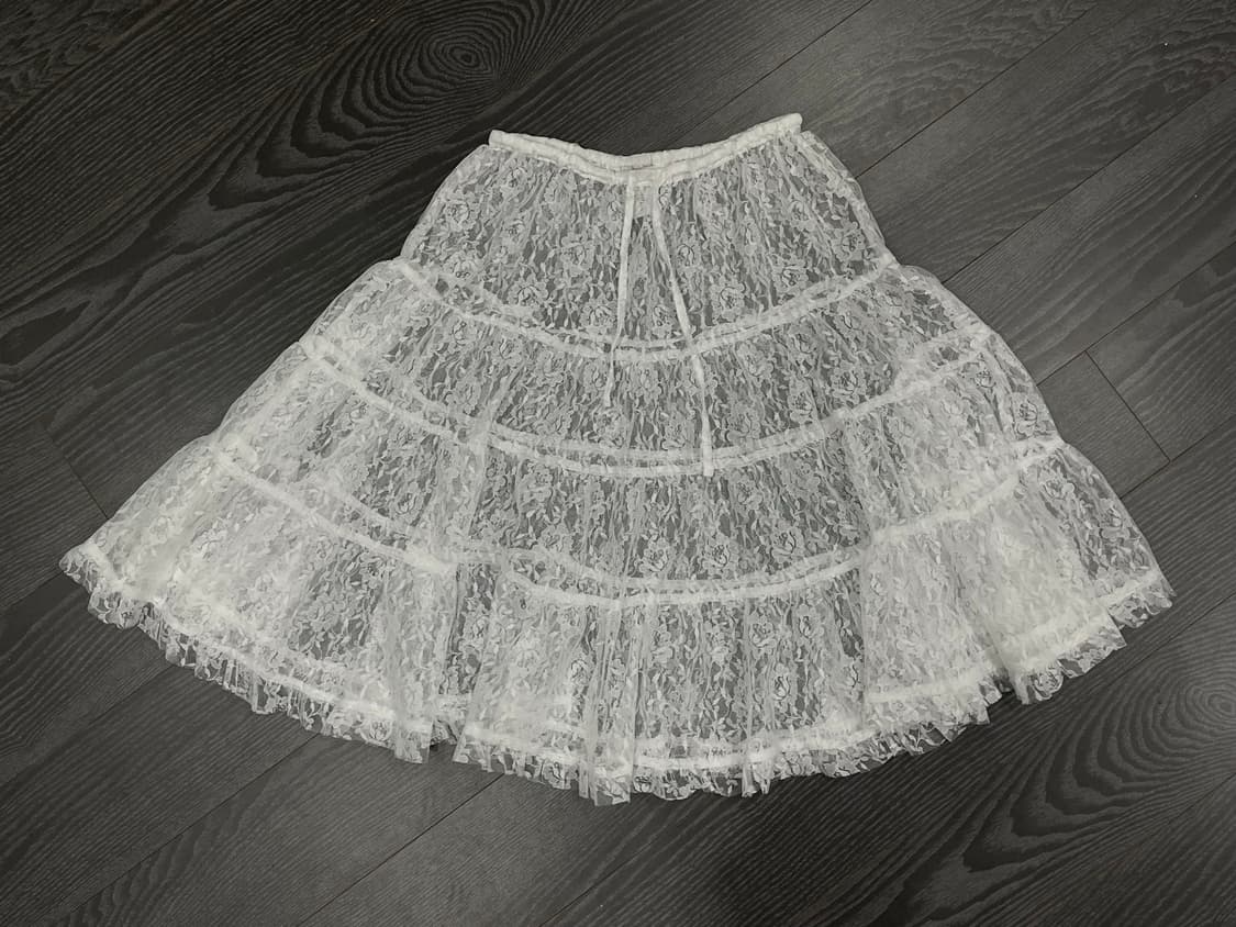 생화이트 시스루 레이스 스커트 달천 갸루 레이어드 상품이미지1