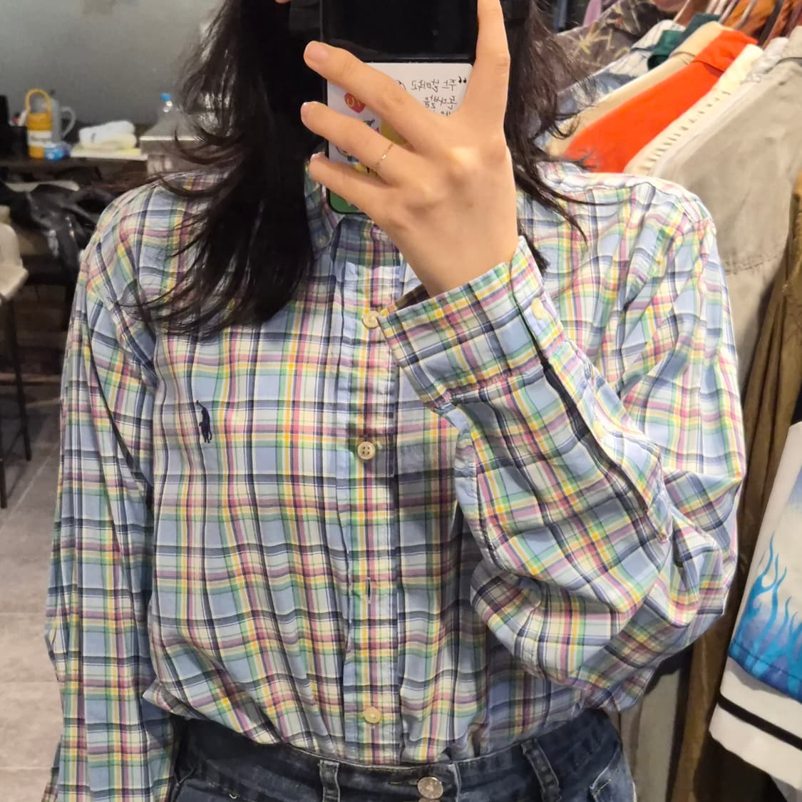 [NO.9] 폴로 블루 믹스패턴 체크셔츠 상품이미지3