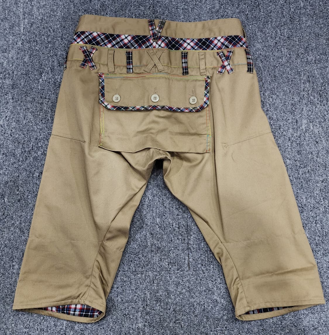 빈티지 재팬 체크 패턴 레이어드 치노 하프 팬츠 반바지 상품이미지3