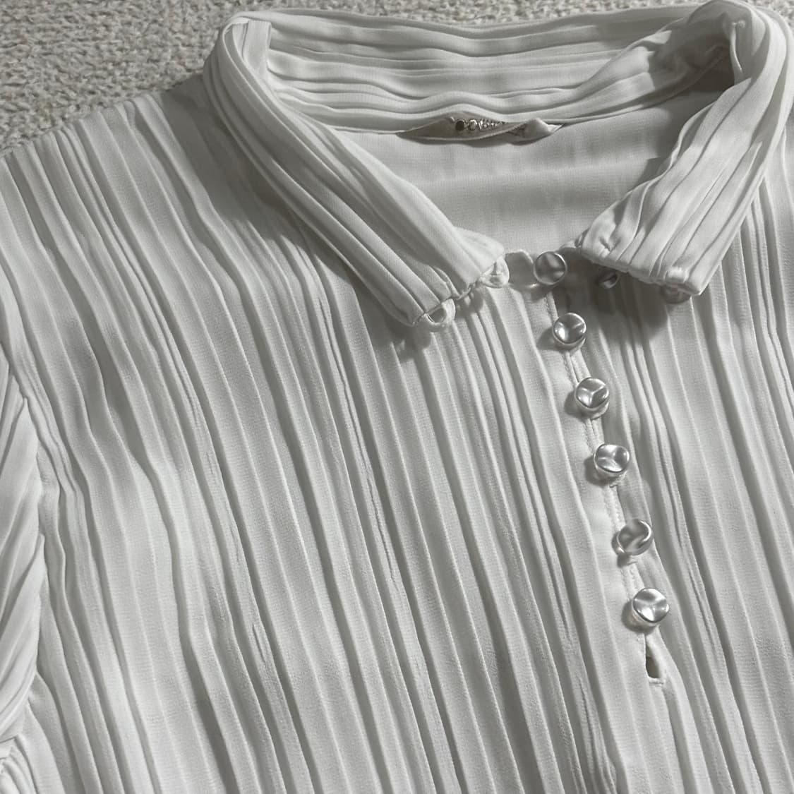 일본빈티지 화이트 진주단추 긴팔 탑 상품이미지2