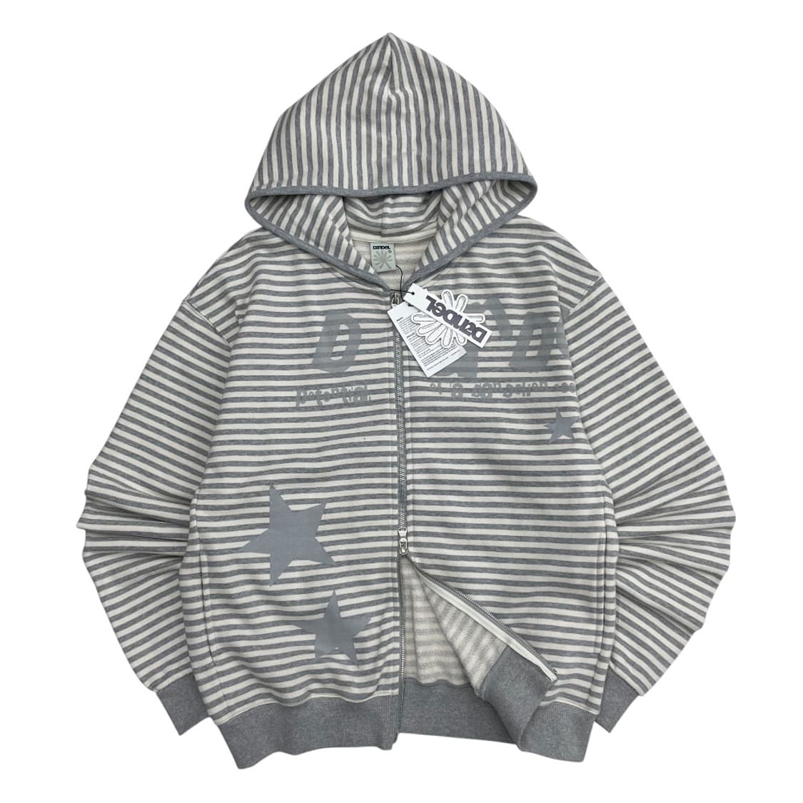 단델 연그레이 스트라이프 후드집업 상품이미지2