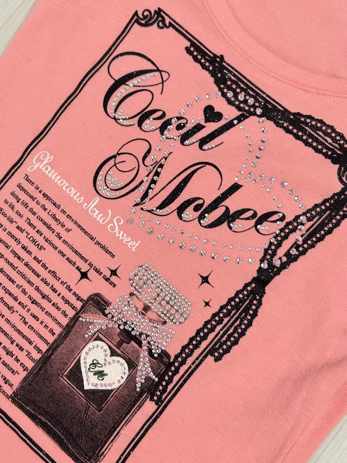 유일매물 세실맥비 핑크 큐빅글리터 반팔 로걀탑 상품이미지2