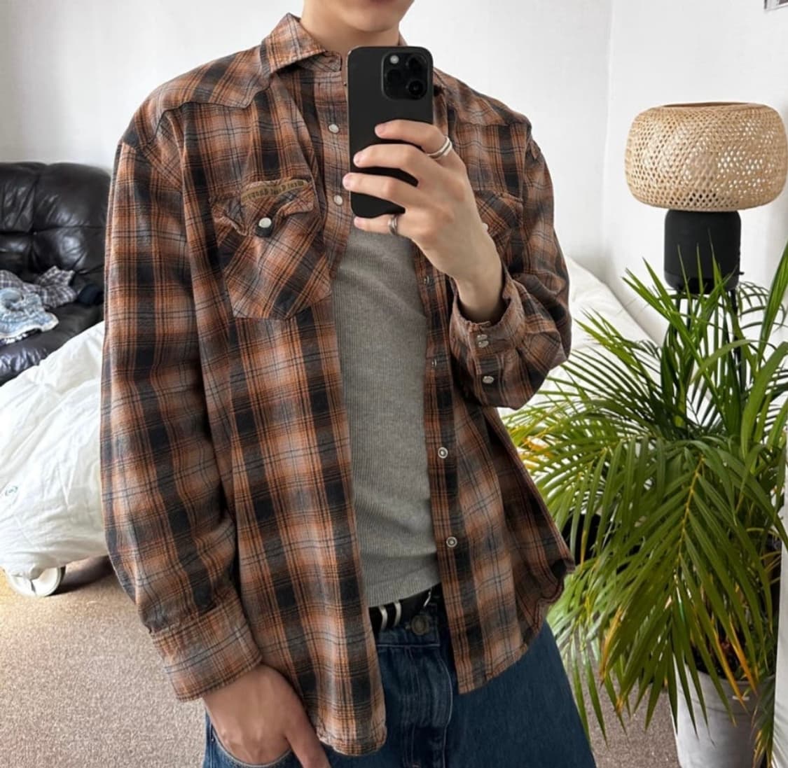 XL) 90s 웨스트코스트챠퍼스 웨스턴 체크셔츠 상품이미지1