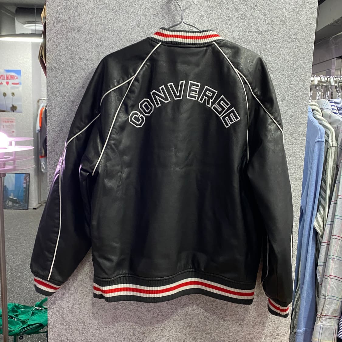 컨버스 아치로고 스타디움 레더 바시티자켓 B4327 상품이미지4