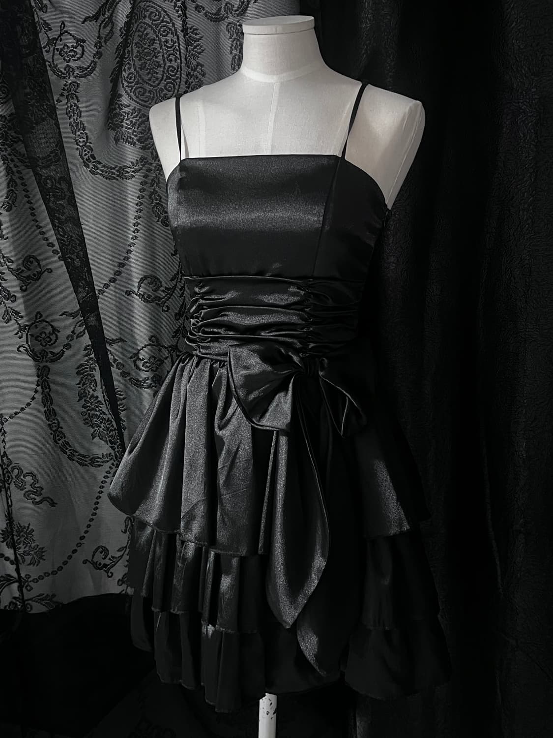 Black Satin Ribbon Cancan Party Dress 상품이미지2