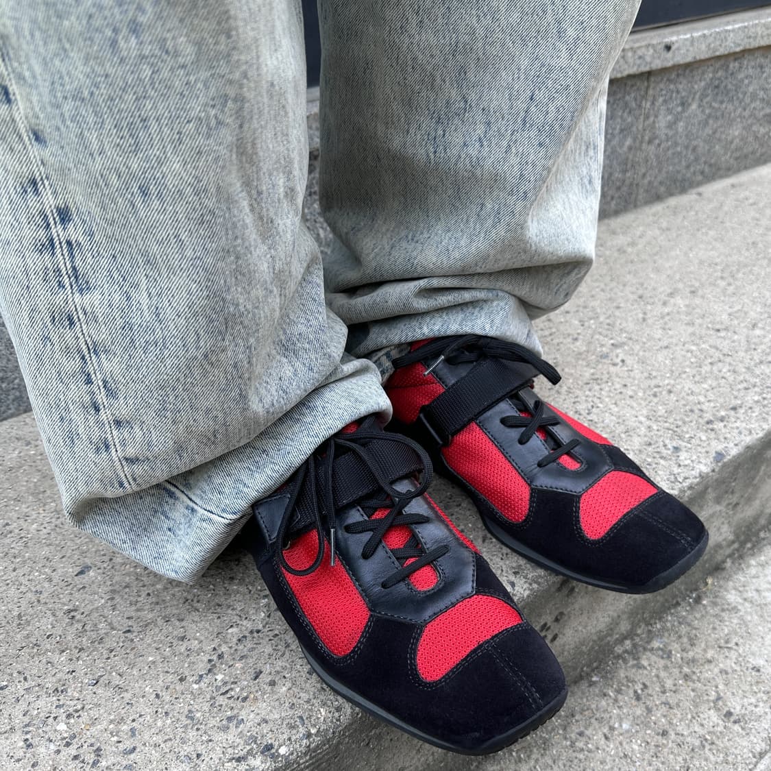 00s 초 레어 프라다 스포츠 벨크로 스퀘어 토 스니커즈 상품이미지1