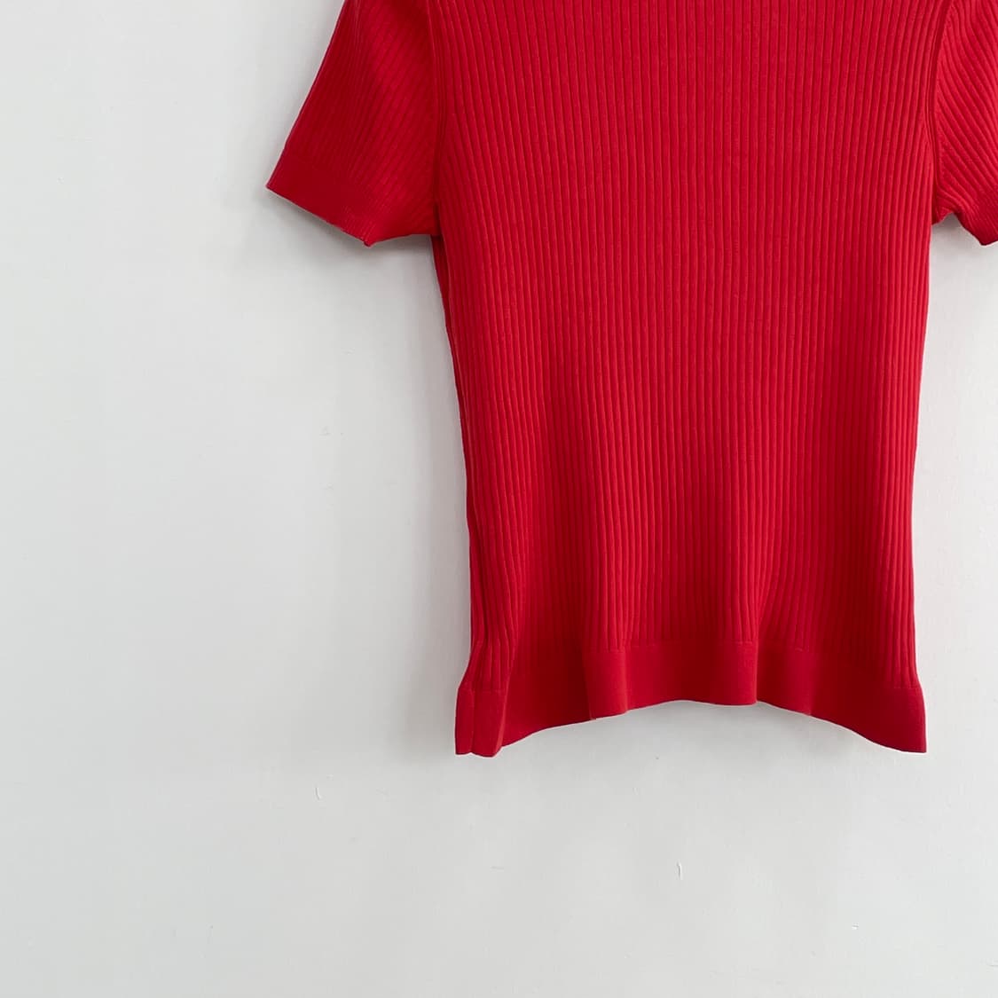 버버리 레드 골지 반팔 티셔츠 상품이미지6