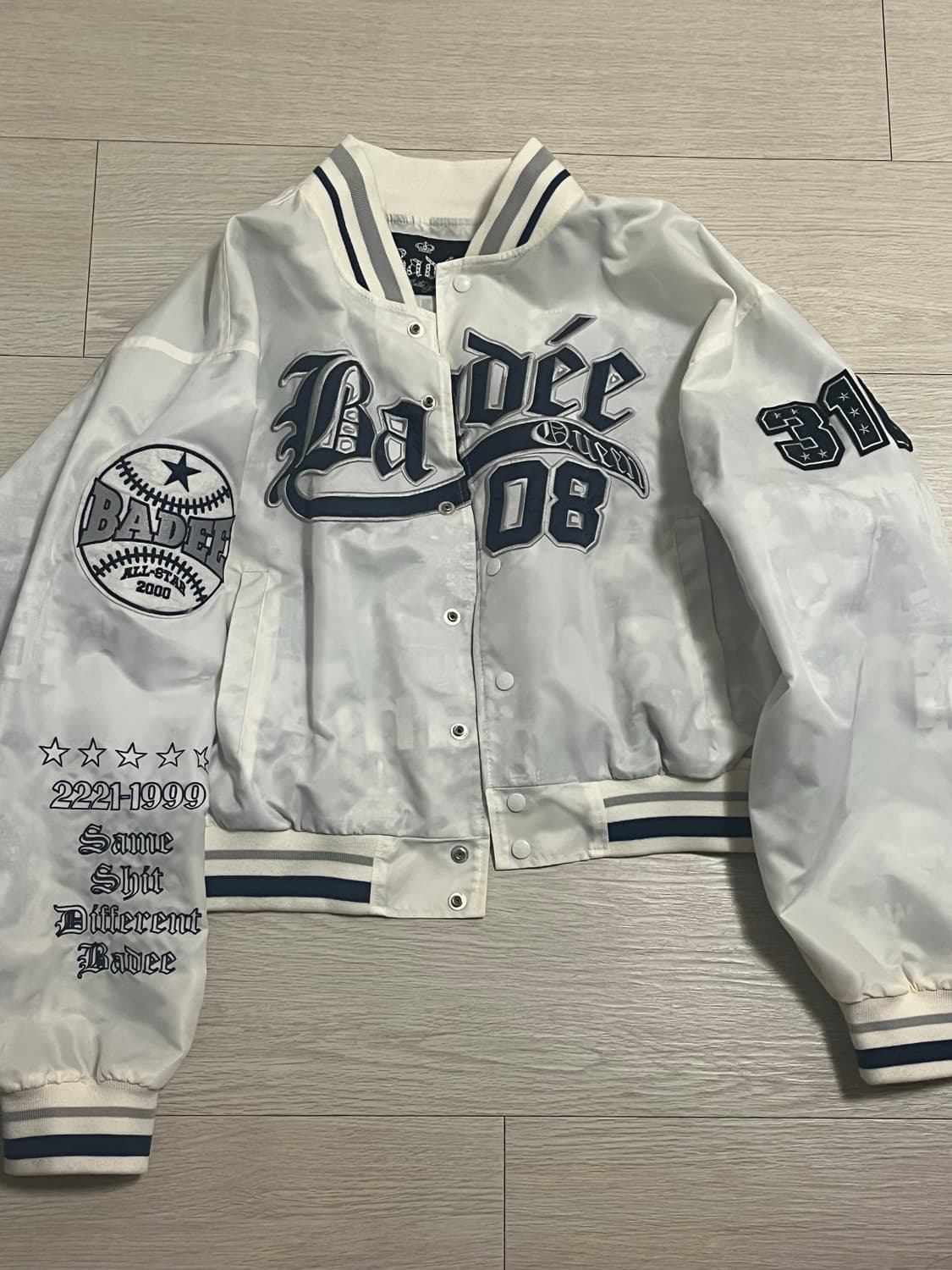 배디 야구점퍼 Varsity Baseball Jacket White 상품이미지2