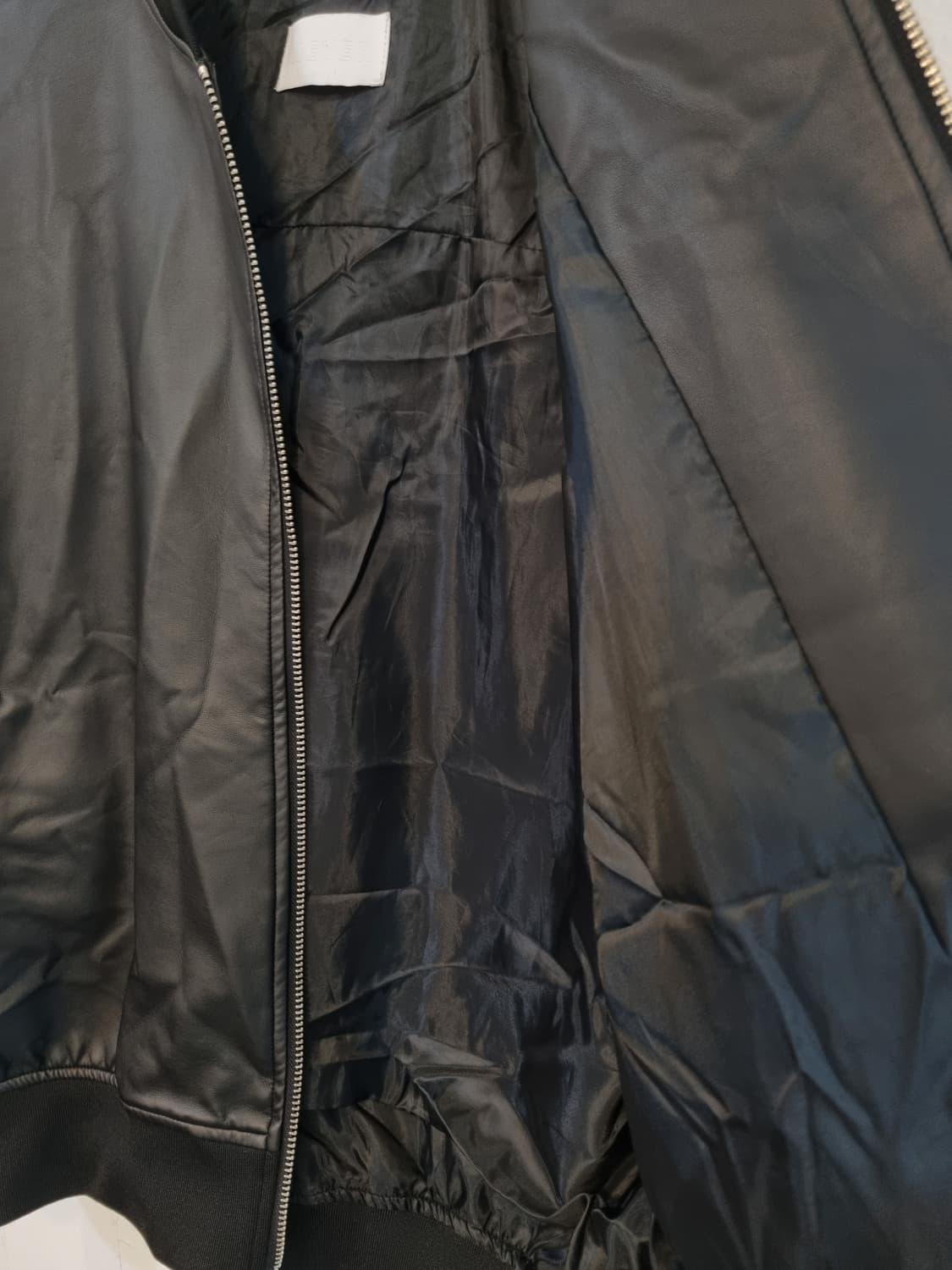 NEVER 블랙 레더 봄버 자켓 105 상품이미지4