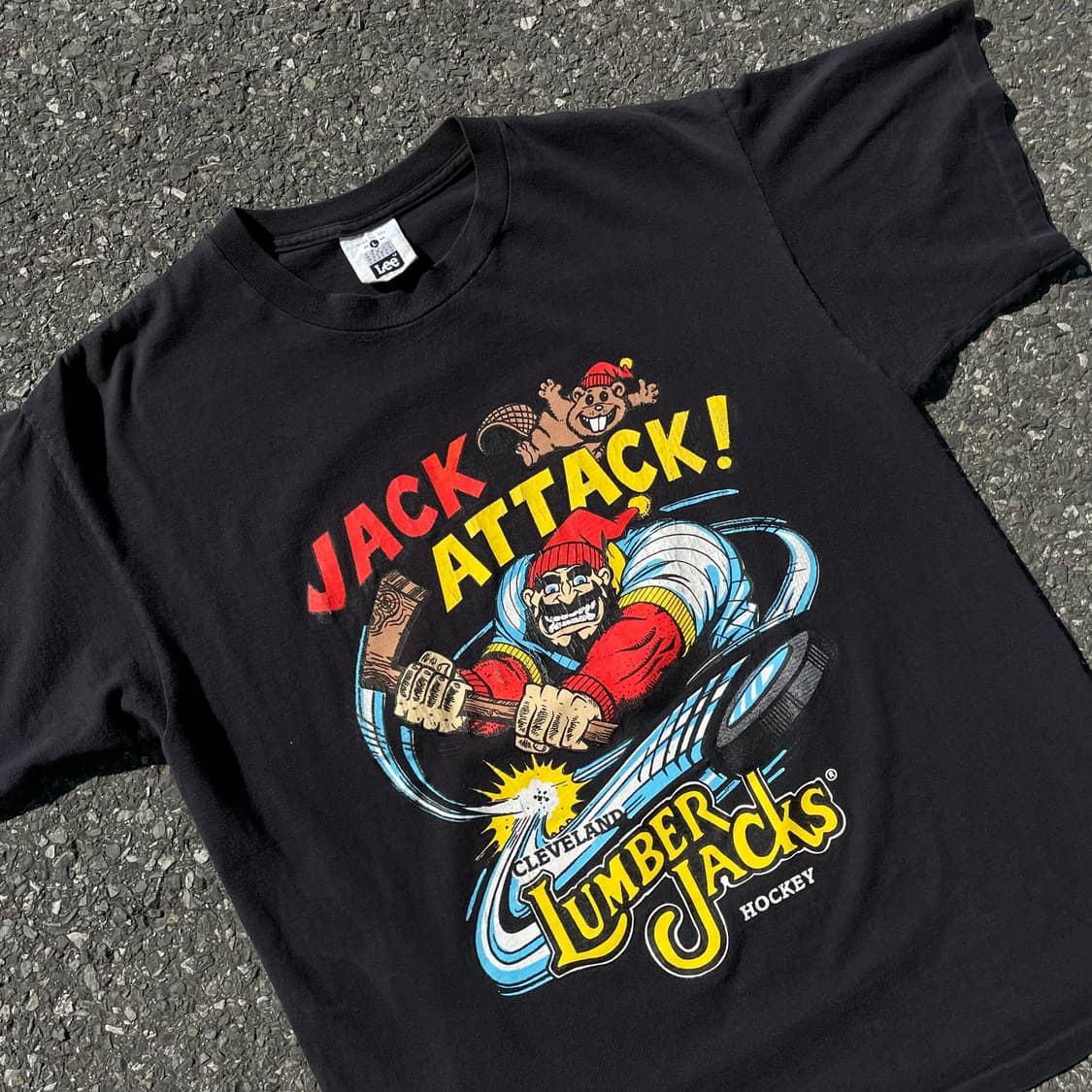 90‘s 미국 제조 Lee 빈티지 블랙 프린팅 반팔티 상품이미지2