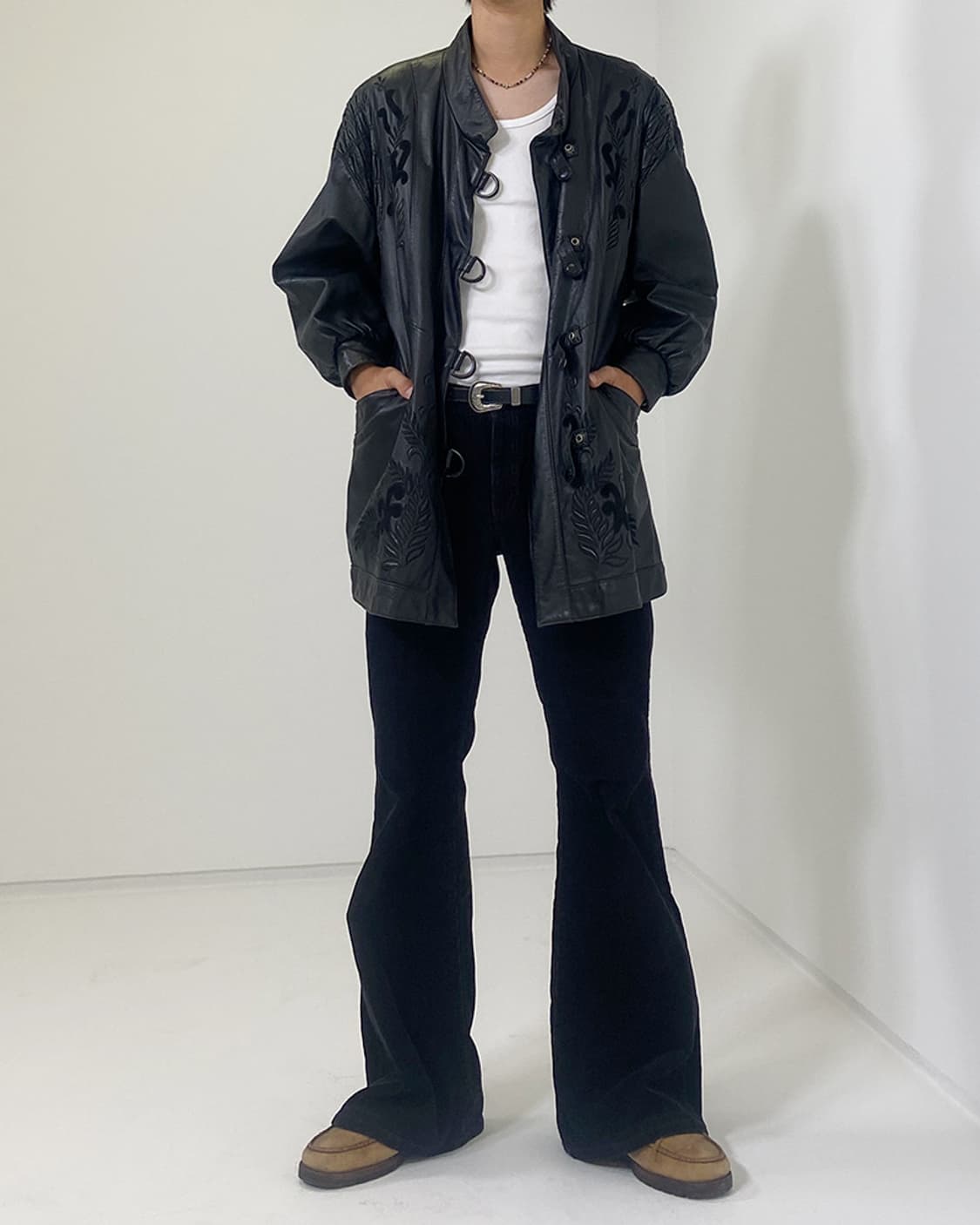 빈티지 램스킨 차이나 카라 가죽 자켓 상품이미지3